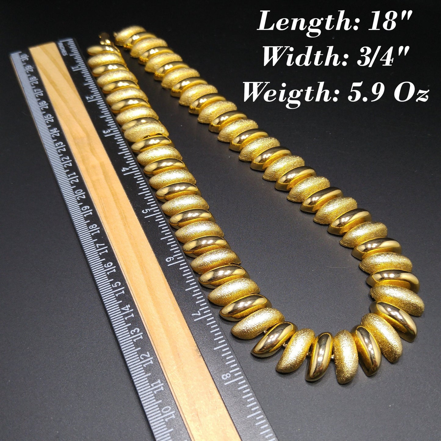 Vintage Smooth Textured Choker Necklace, Gold Plated, 1980s Vintage Jewelry