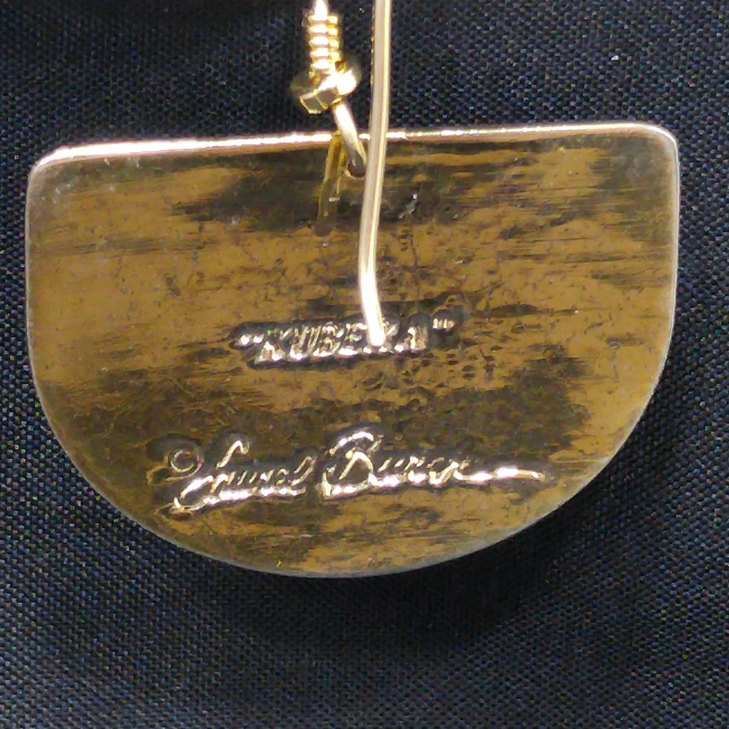 Vintage Laurel Burch "Kubera" Dangle Earrings, Gold Plated