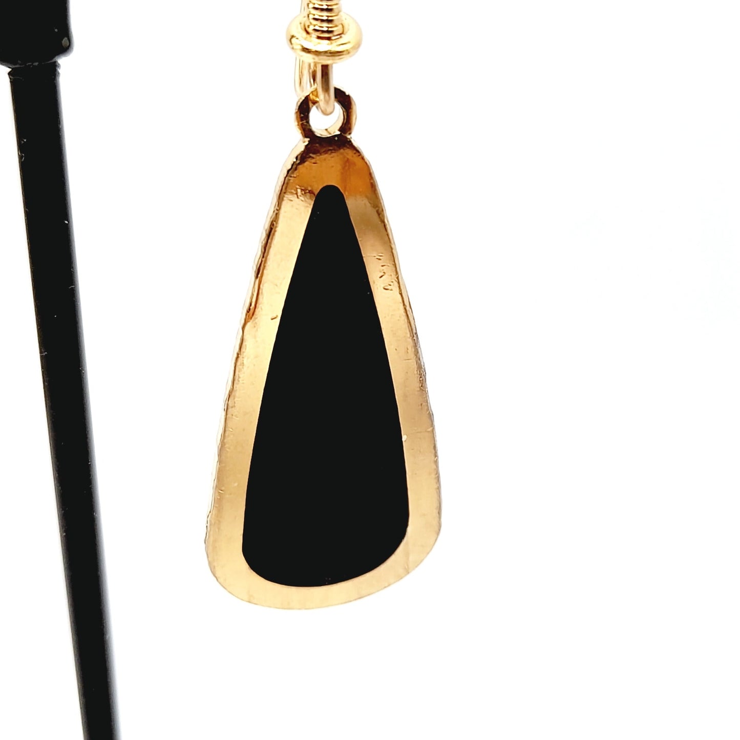 Laurel Burch Black Enamel Earrings – Vintage Gold Plated Drop Dangle Jewelry