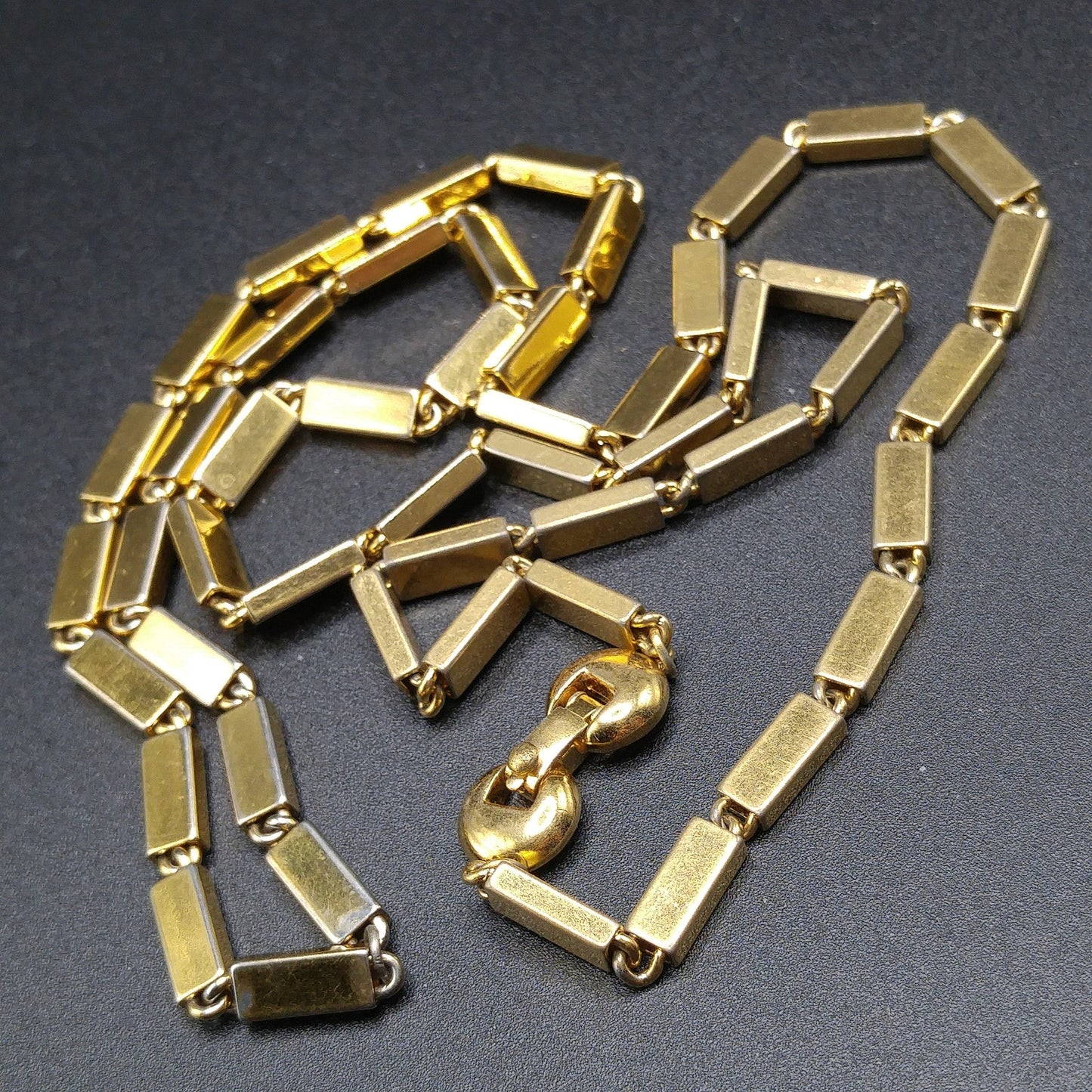 Monet Long Link Necklace, Gold Plated, 1970s Vintage Jewelry