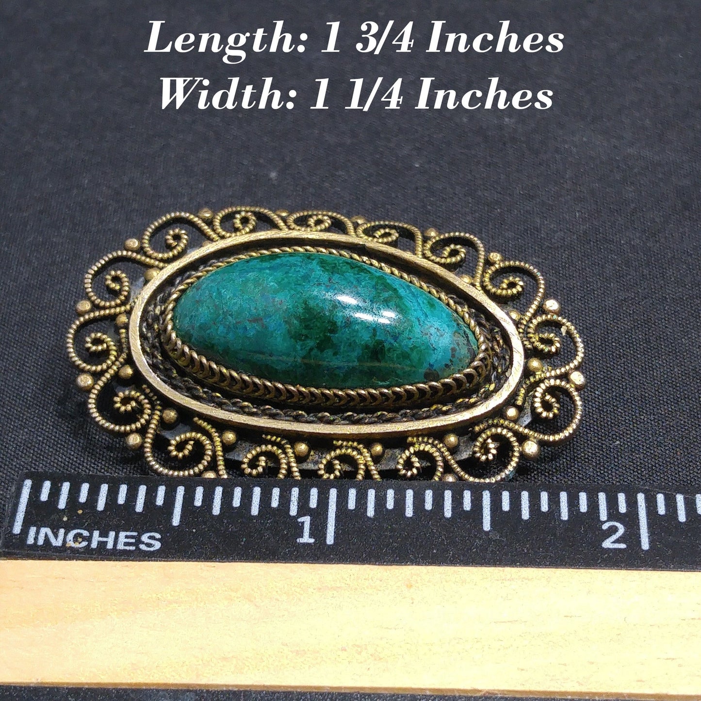 Vintage Silver Eilat Stone Brooch Pendant – Green Blue Gemstone from Israel