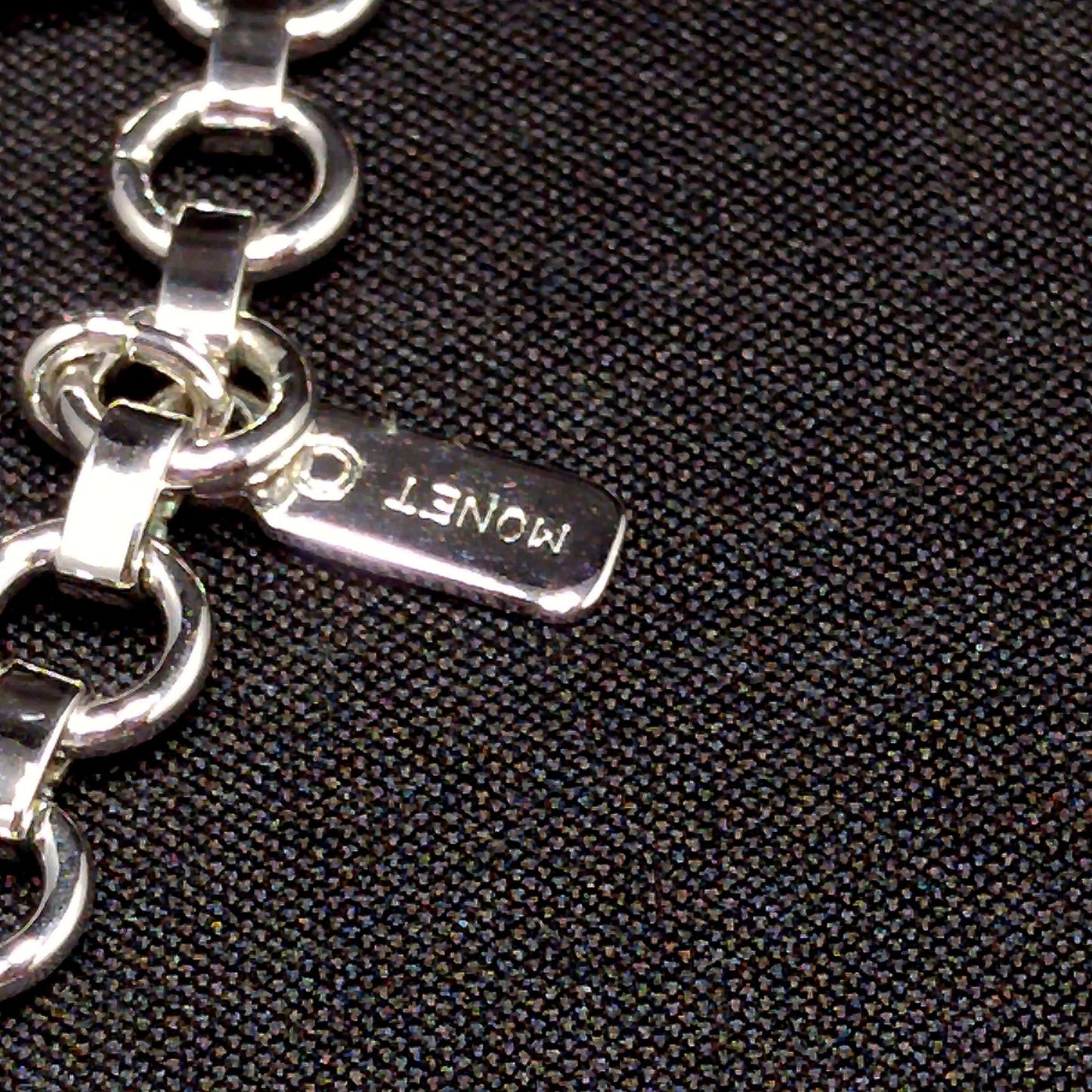 Monet Silver Wide Box Chain Necklace, Gold Plated, 1960s Vintage Jewelry