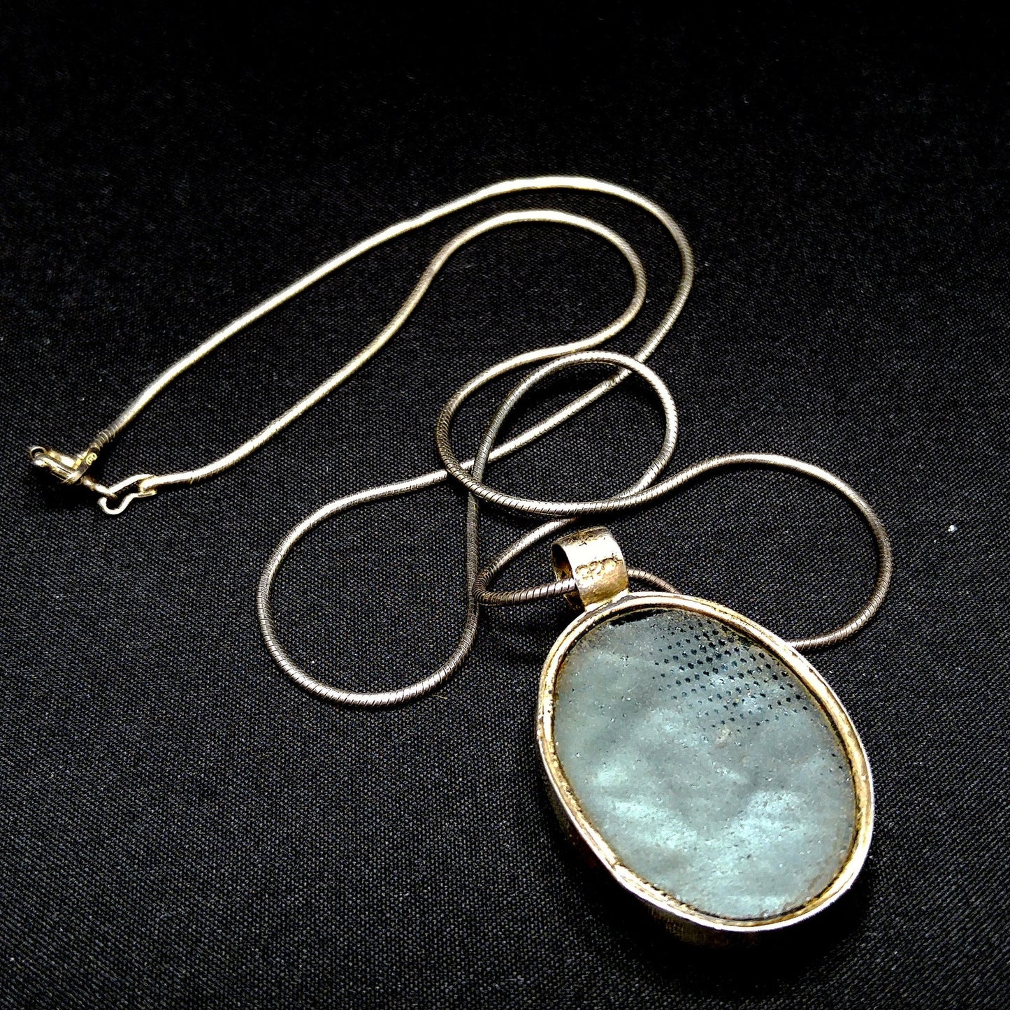 Vintage Italy Art Glass Pendant, Sterling Silver, 1970s Vintage Jewelry