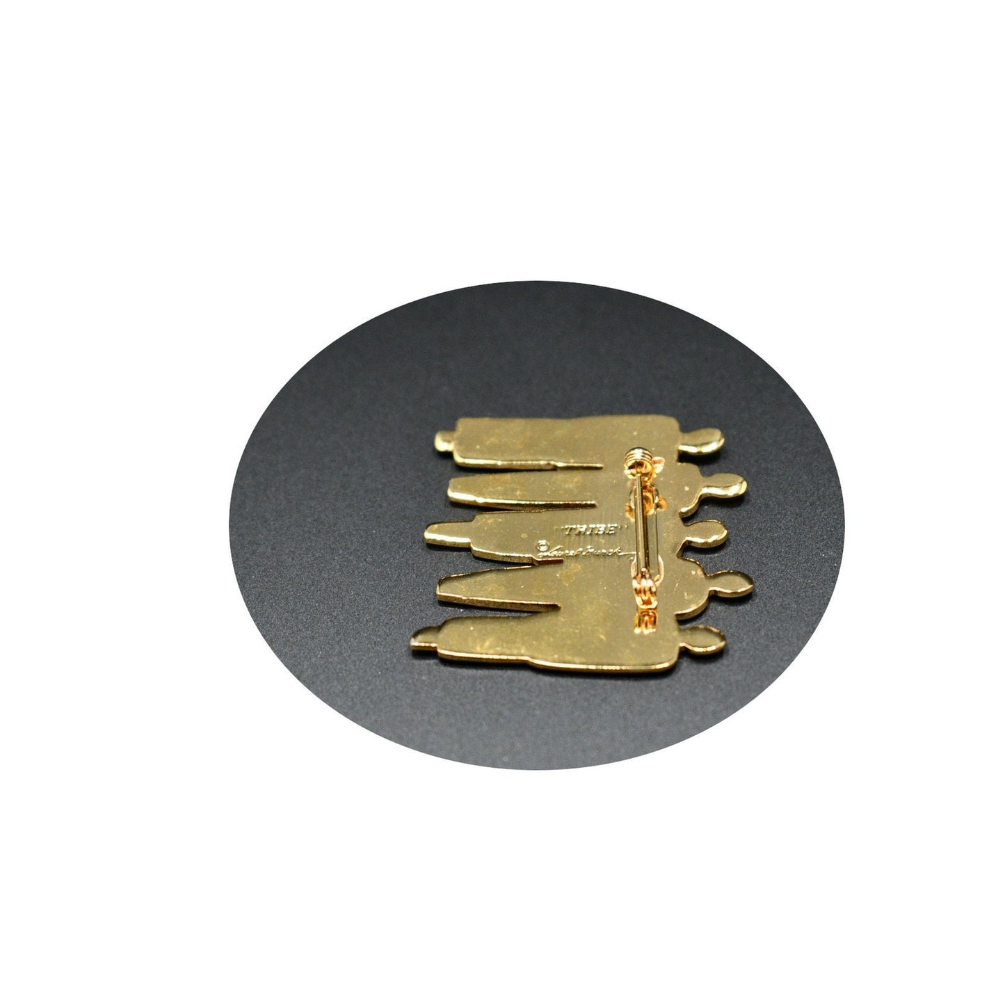 Laurel Burch "Tribe" Five Person Brooch, Gold Plated, 1980s Vintage Jewelry