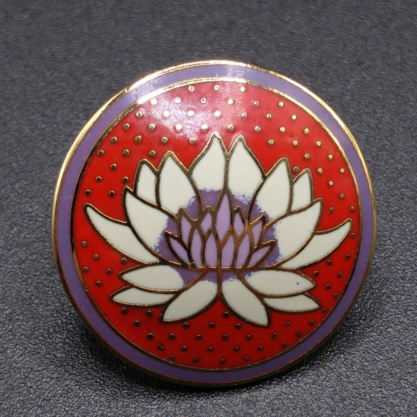Vintage Laurel Burch "Tibetan Lily" Post Earrings, Red White Purple Enamel