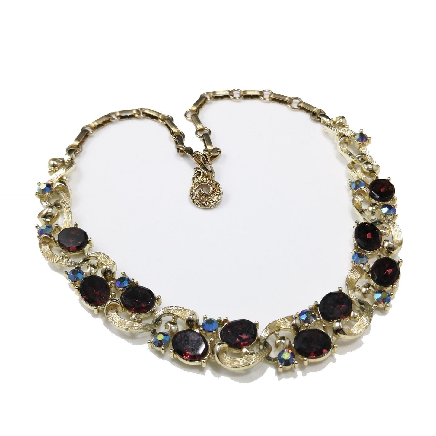 Vintage Lisner Purple Rhinestone Choker Necklace, 1960s Vintage Jewelry