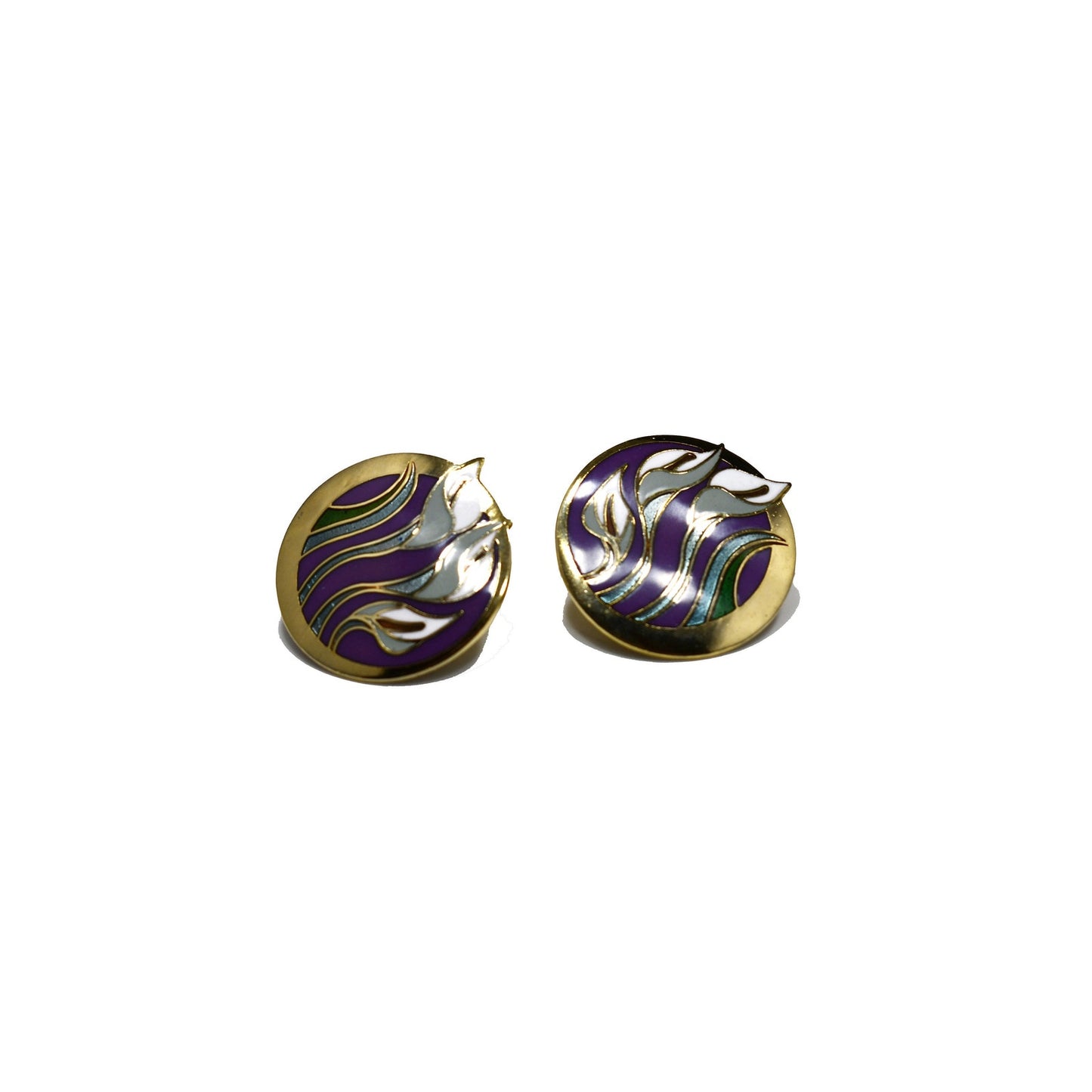 Laurel Burch "Lilies For Les" Floral Post Earrings, Gold Plated, 1980s