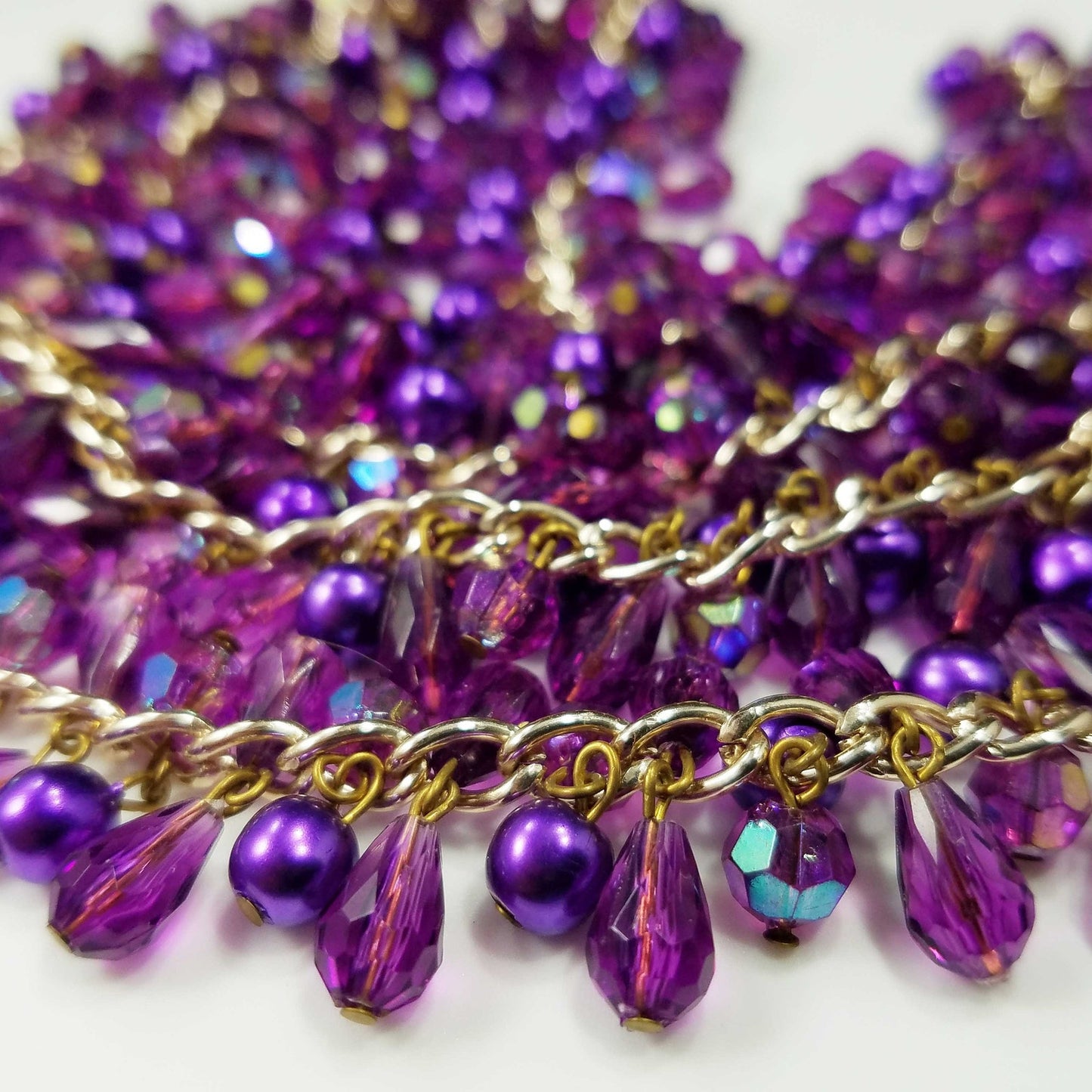 Western Germany Purple Gold Beaded Necklace, 1960s Vintage Jewelry
