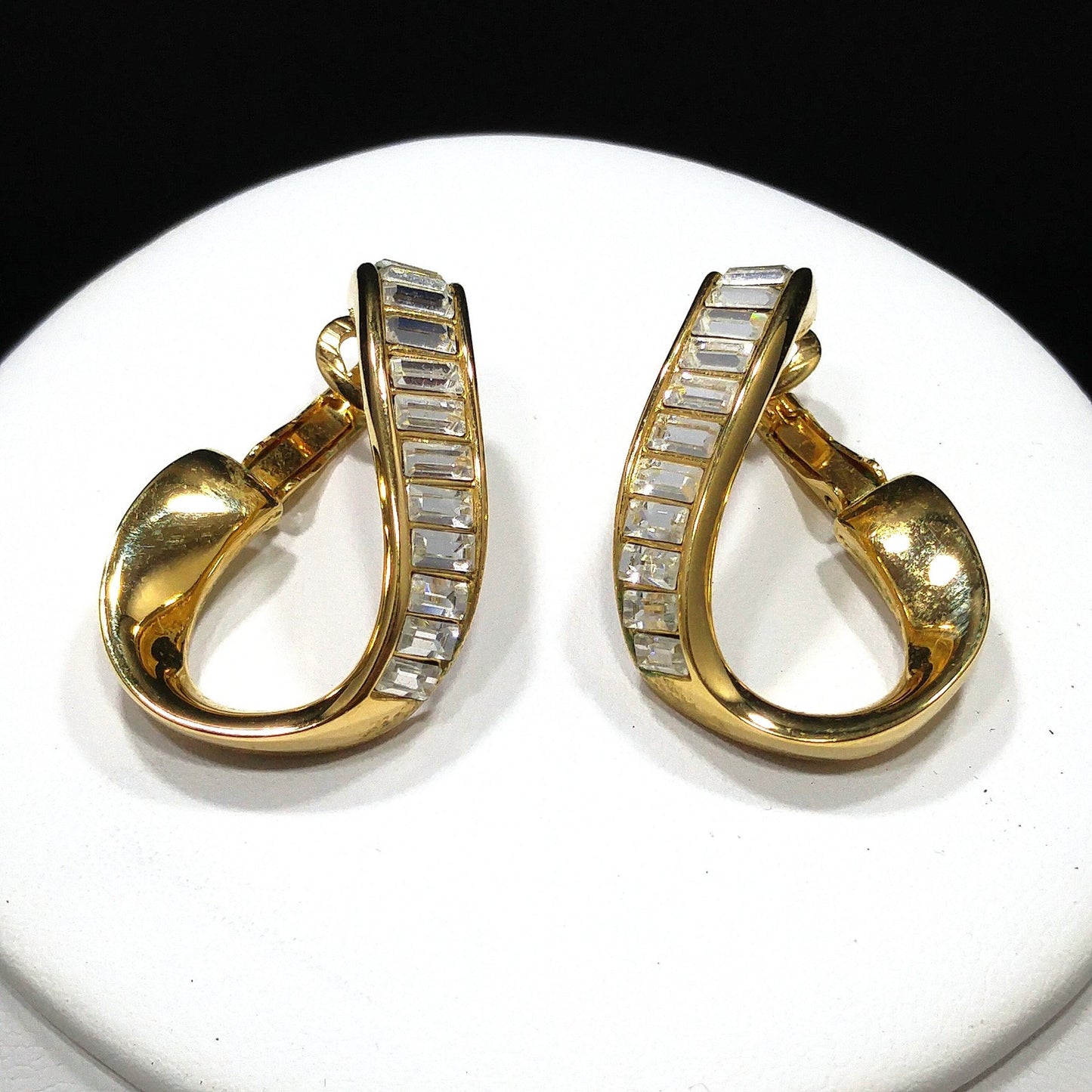 Swarovski Swan Logo Clear Rhinestone Earrings Necklace, 1990s Vintage Jewelry