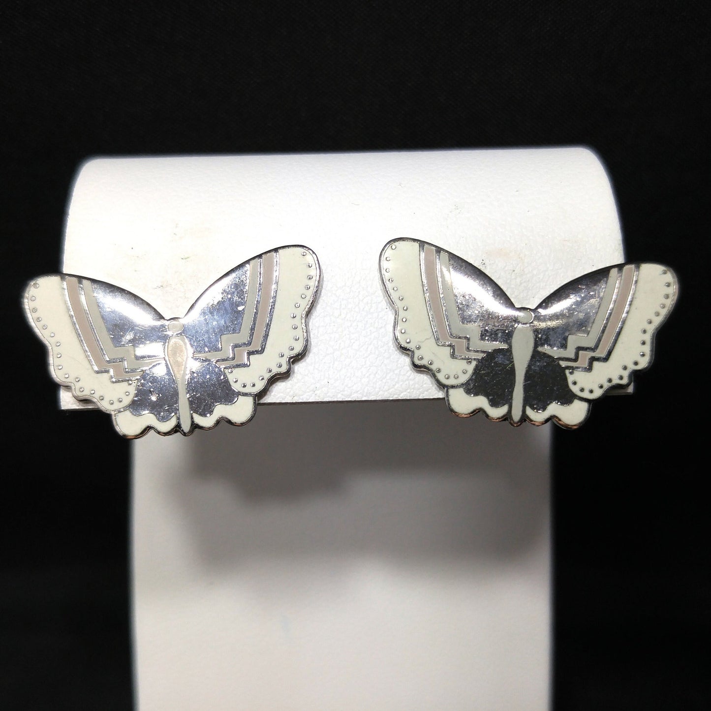 Laurel Burch "Papillon" Post Earrings, Butterfly Cloisonné Enamel, 1980s Vintage