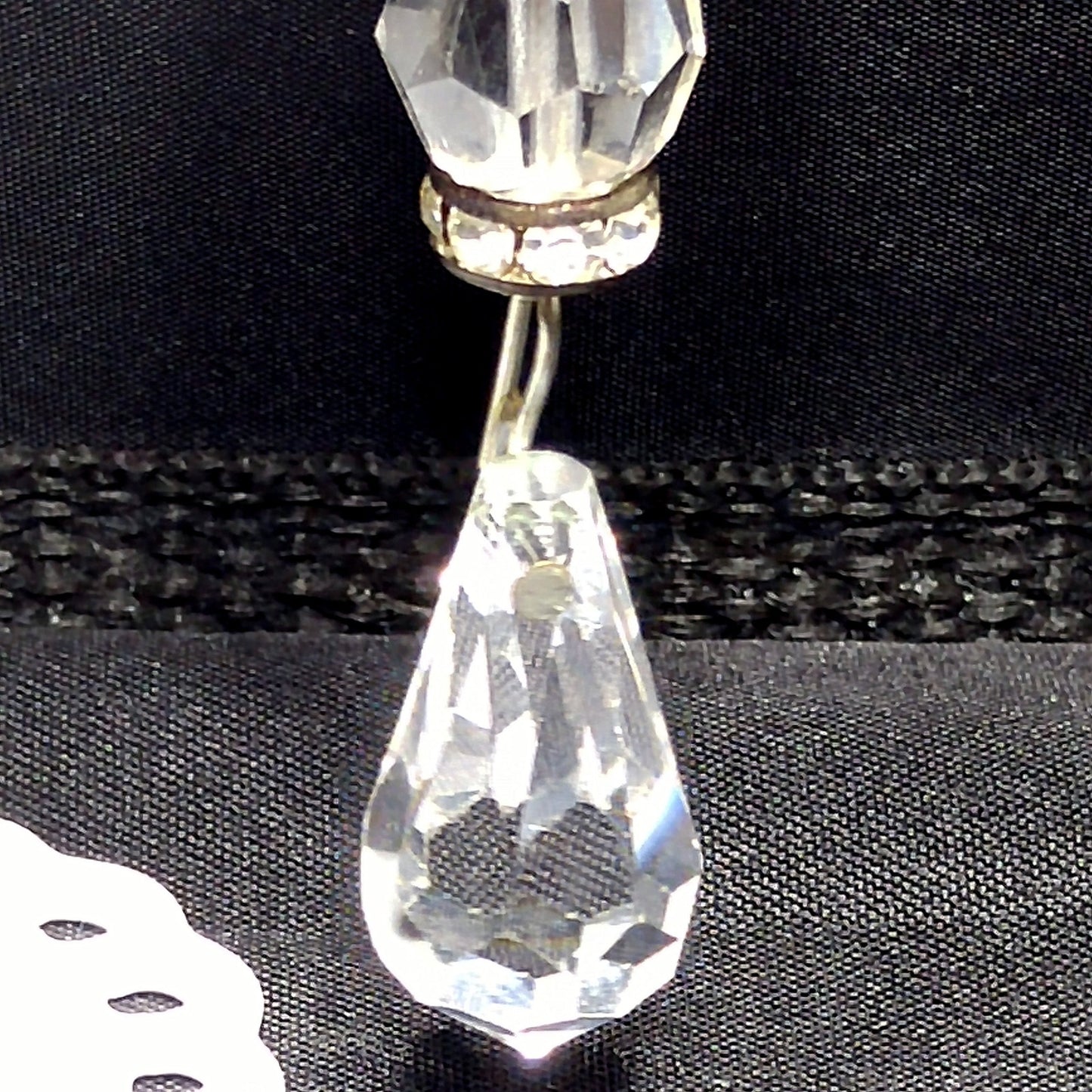 Vintage Diane Lauren Long Crystal Drop Earrings 1980s Clip On Runway Signed