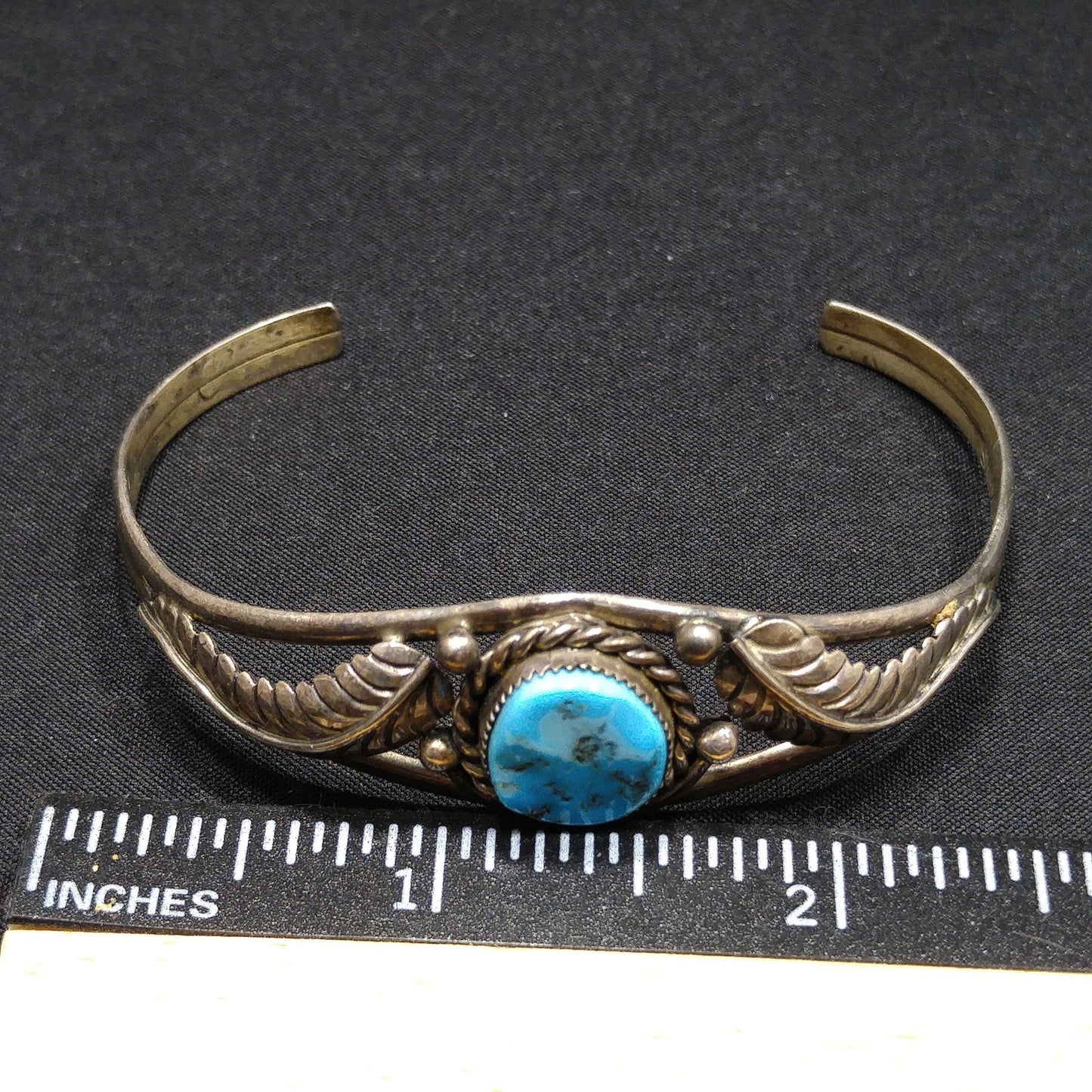 Navajo S. Dickens Cuff Bracelet, Sterling Silver Gemstone, Vintage Jewelry