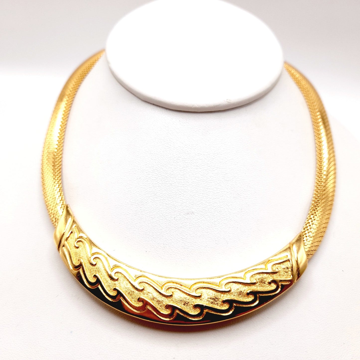 Vintage Christian Dior Mesh Choker Gold Plated Necklace