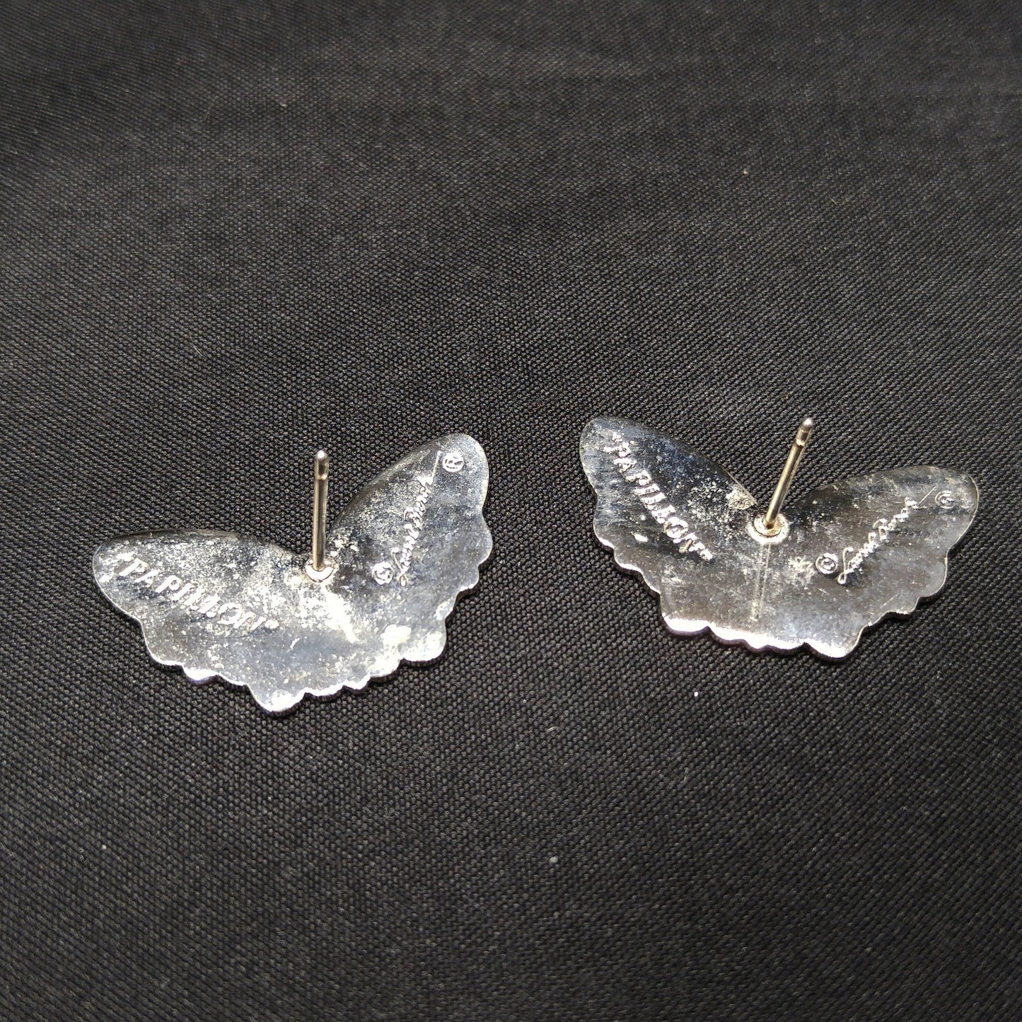 Laurel Burch "Papillon" Post Earrings, Butterfly Cloisonné Enamel, 1980s Vintage