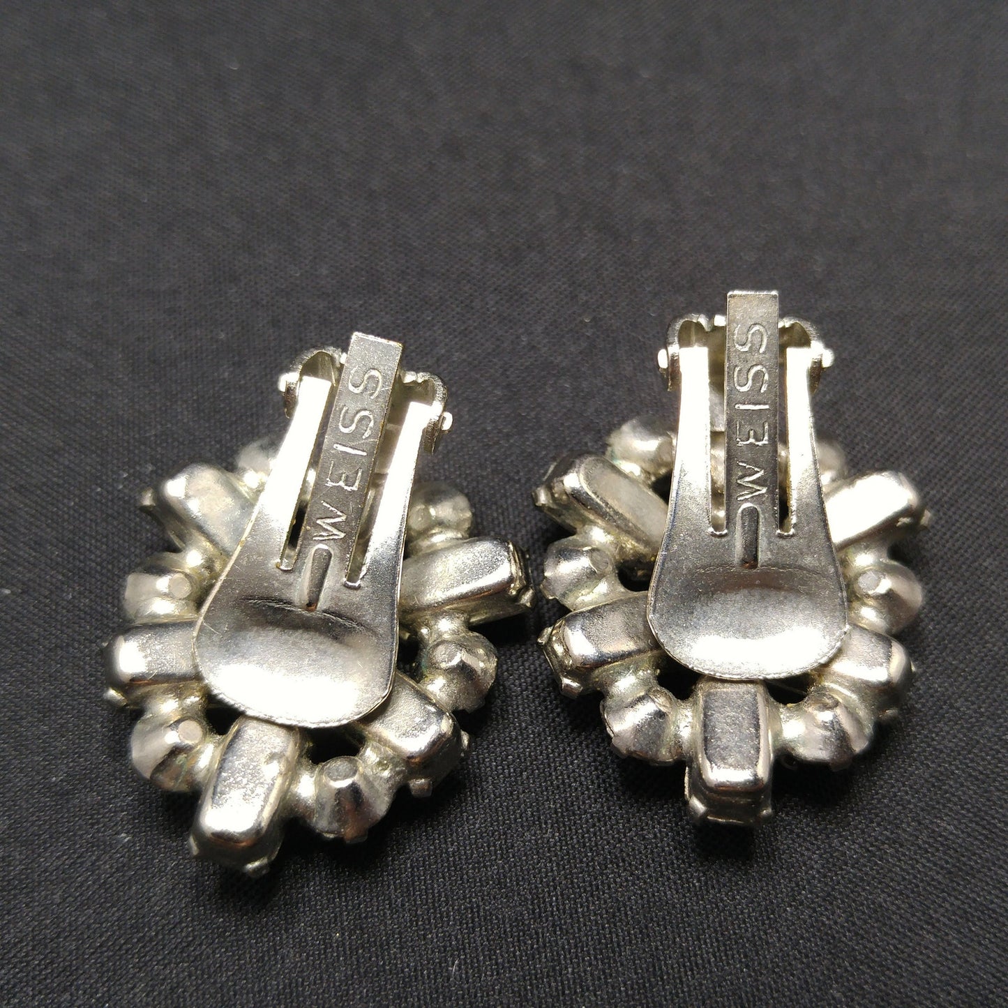 Vintage Weiss Earrings Bracelet & Necklace, Clear Rhinestones, Rhodium Plated
