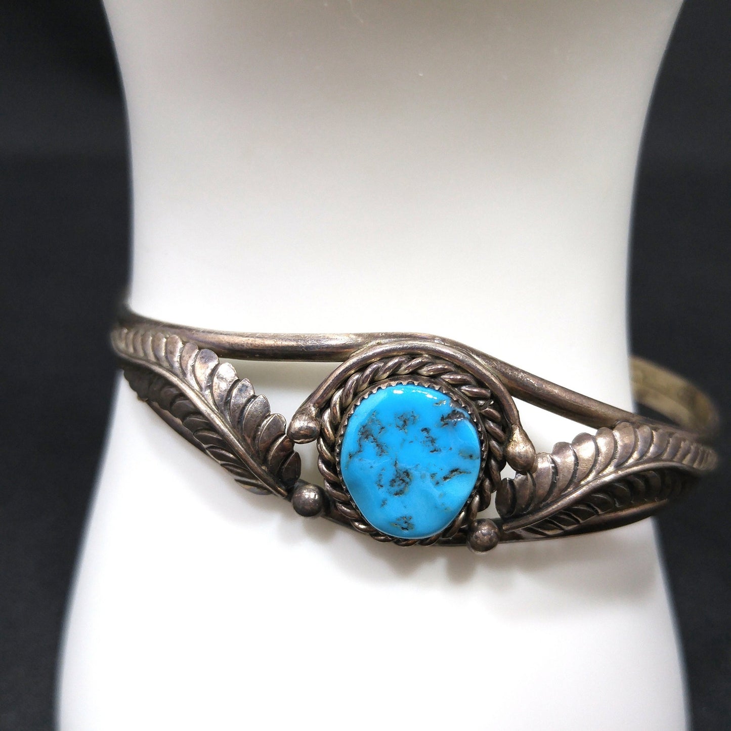 Navajo S. Dickens Cuff Bracelet, Sterling Silver Gemstone, Vintage Jewelry