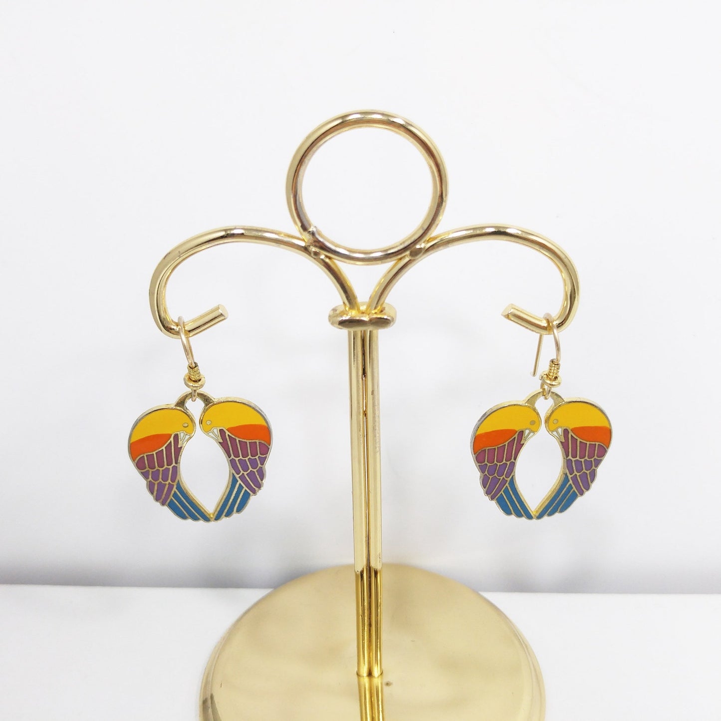 Vintage Laurel Burch "Song Sparrows" Earrings, Gold Plated, 1980s