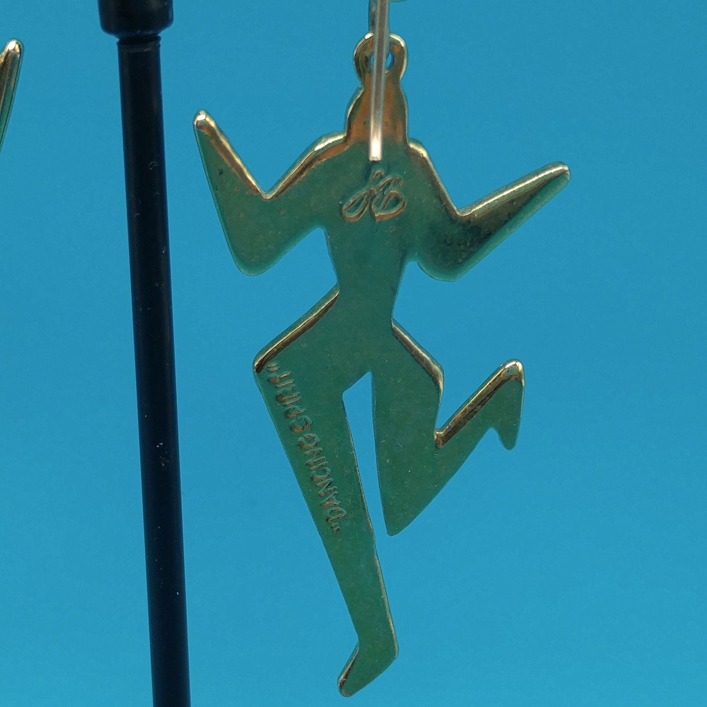 Vintage Laurel Burch "Dancing Spirit" Drop Earrings, Gold Plated