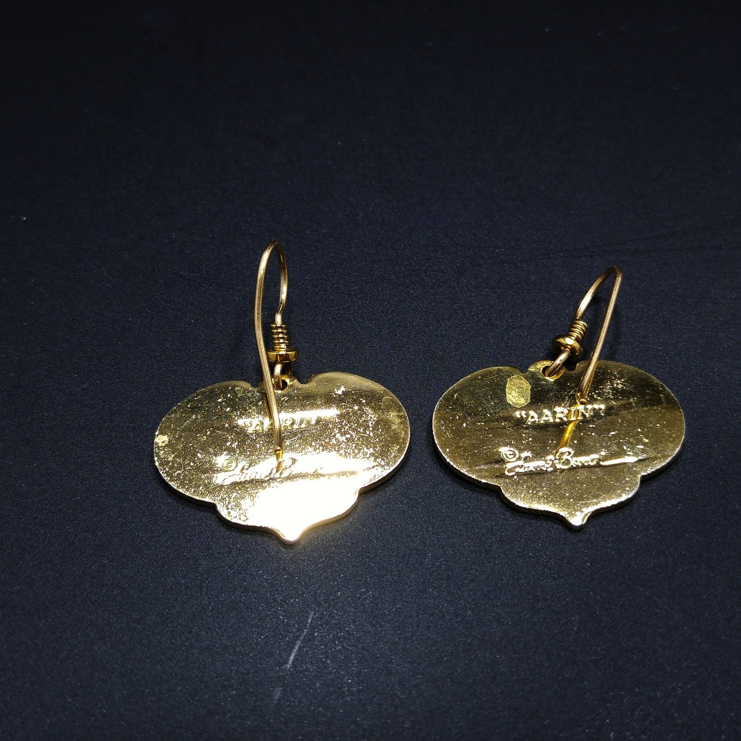 Vintage Laurel Burch "Aarin" Blue Floral Earrings, Gold Plated