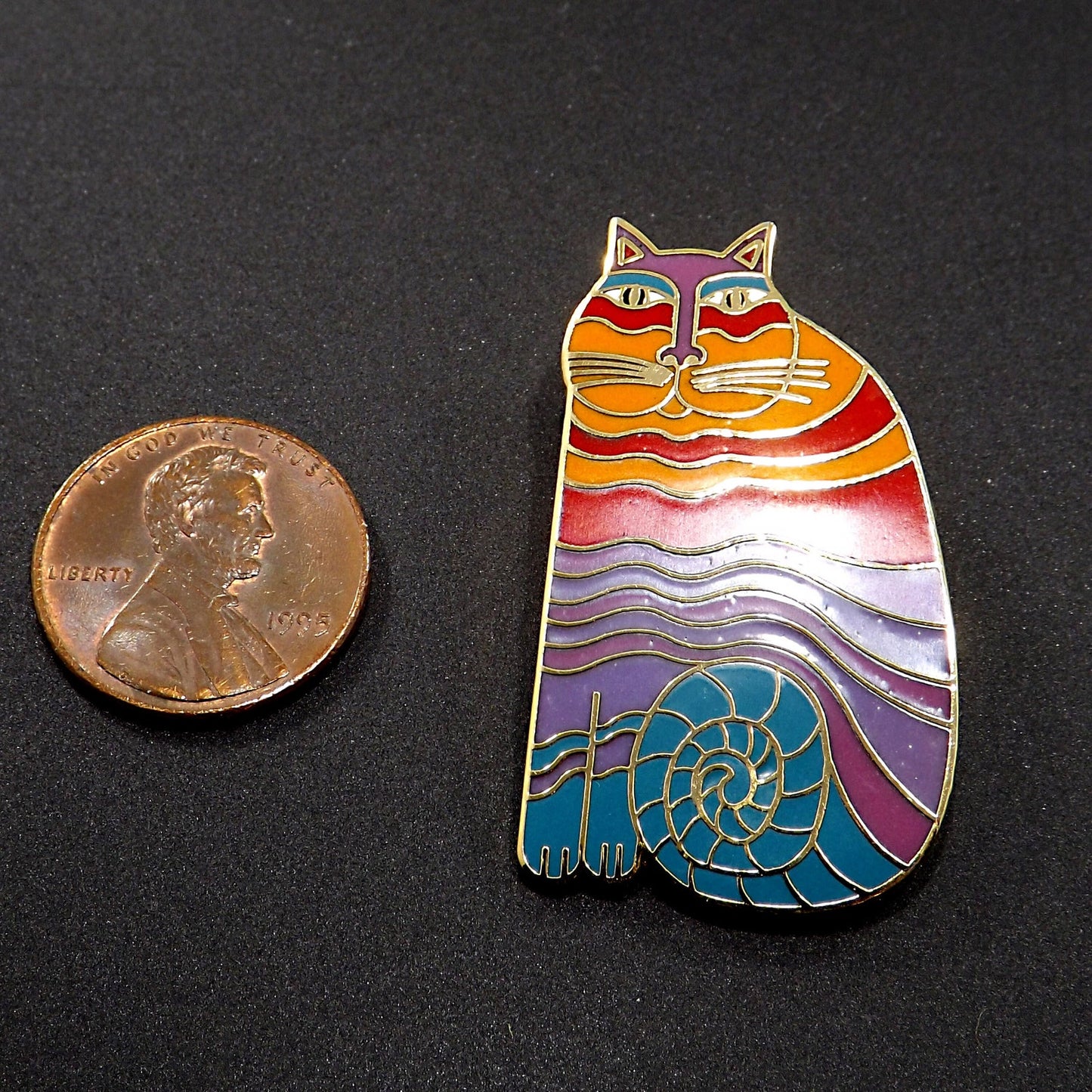 Laurel Burch "Rainbow Cats" Brooch, 1980s Vintage Jewelry