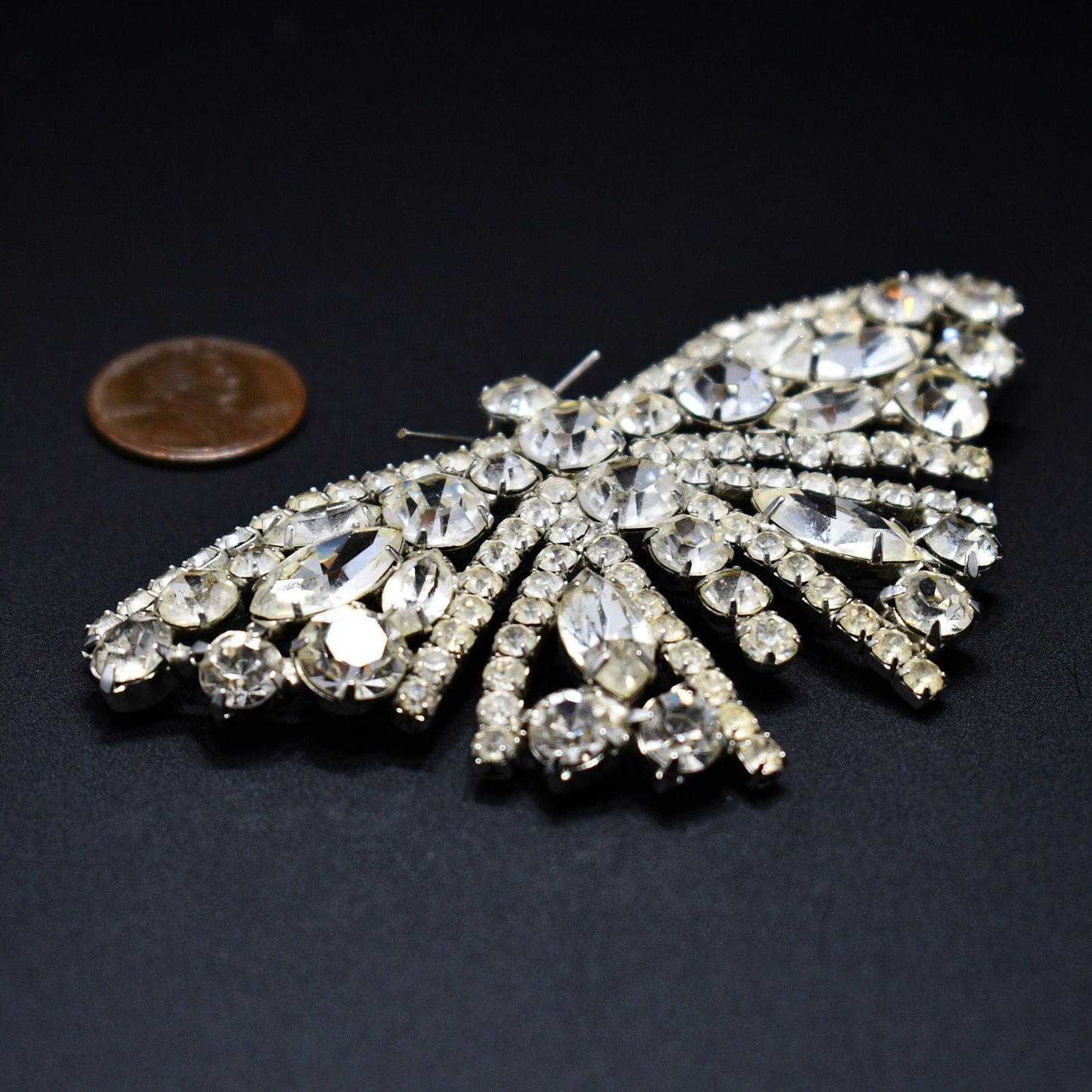 Tammey Jewels Clear Rhinestone Butterfly Brooch, 1960s Vintage Jewelry
