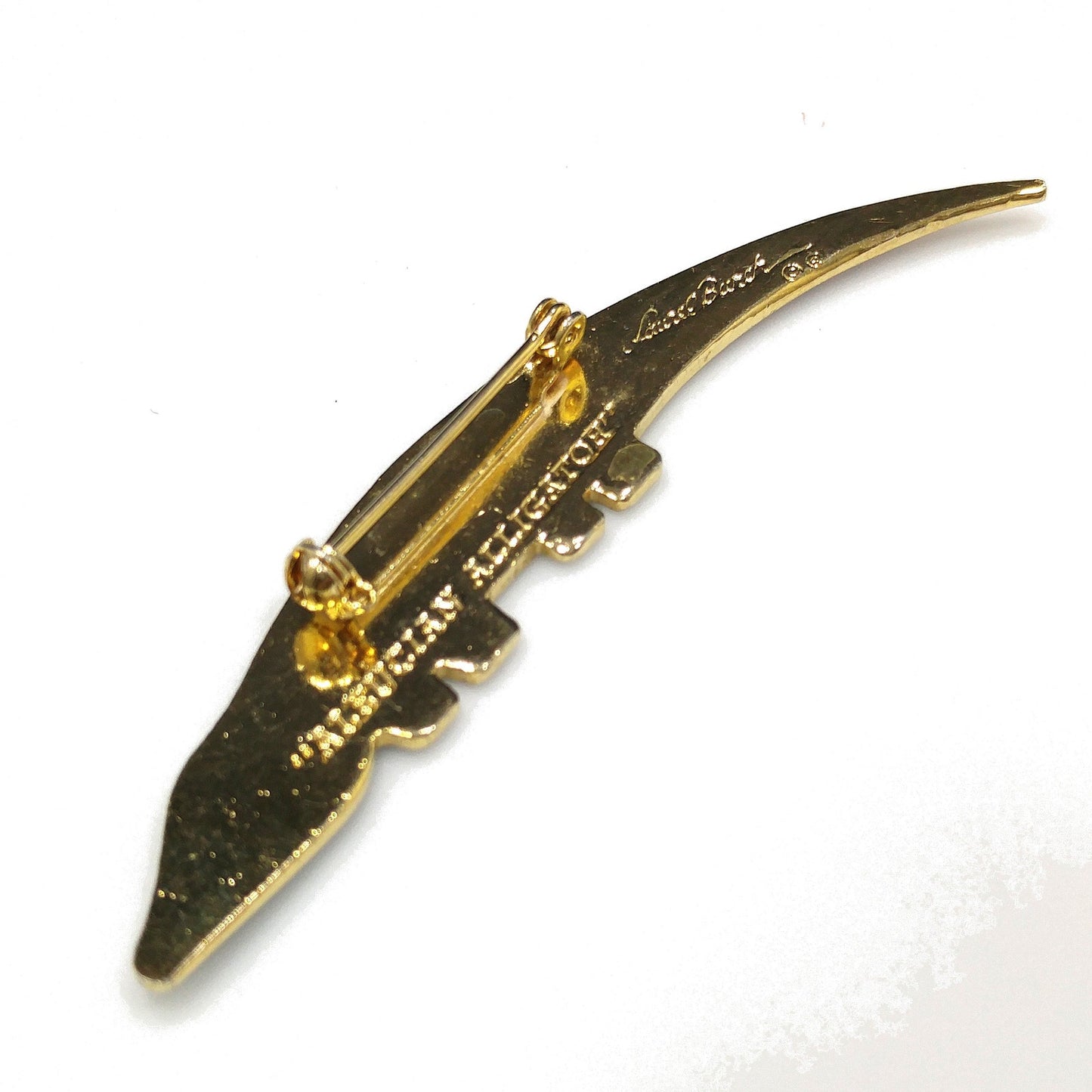 Laurel Burch "Aleucian Alligator" Brooch, Gold Plated Cloisonné Enamel, 1980s Vintage Jewelry