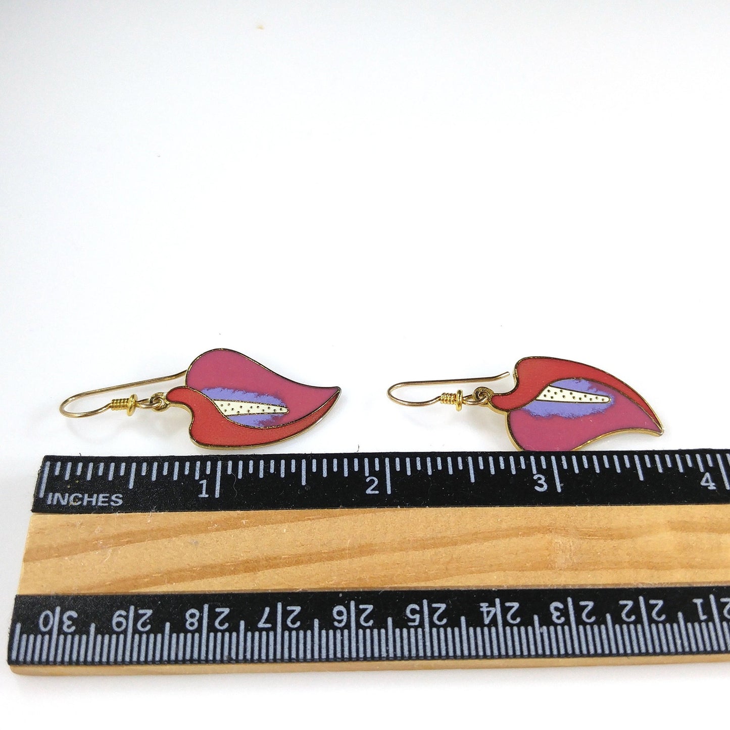 Vintage Laurel Burch "Calla Lily" Floral Drop Earrings, Gold Plated