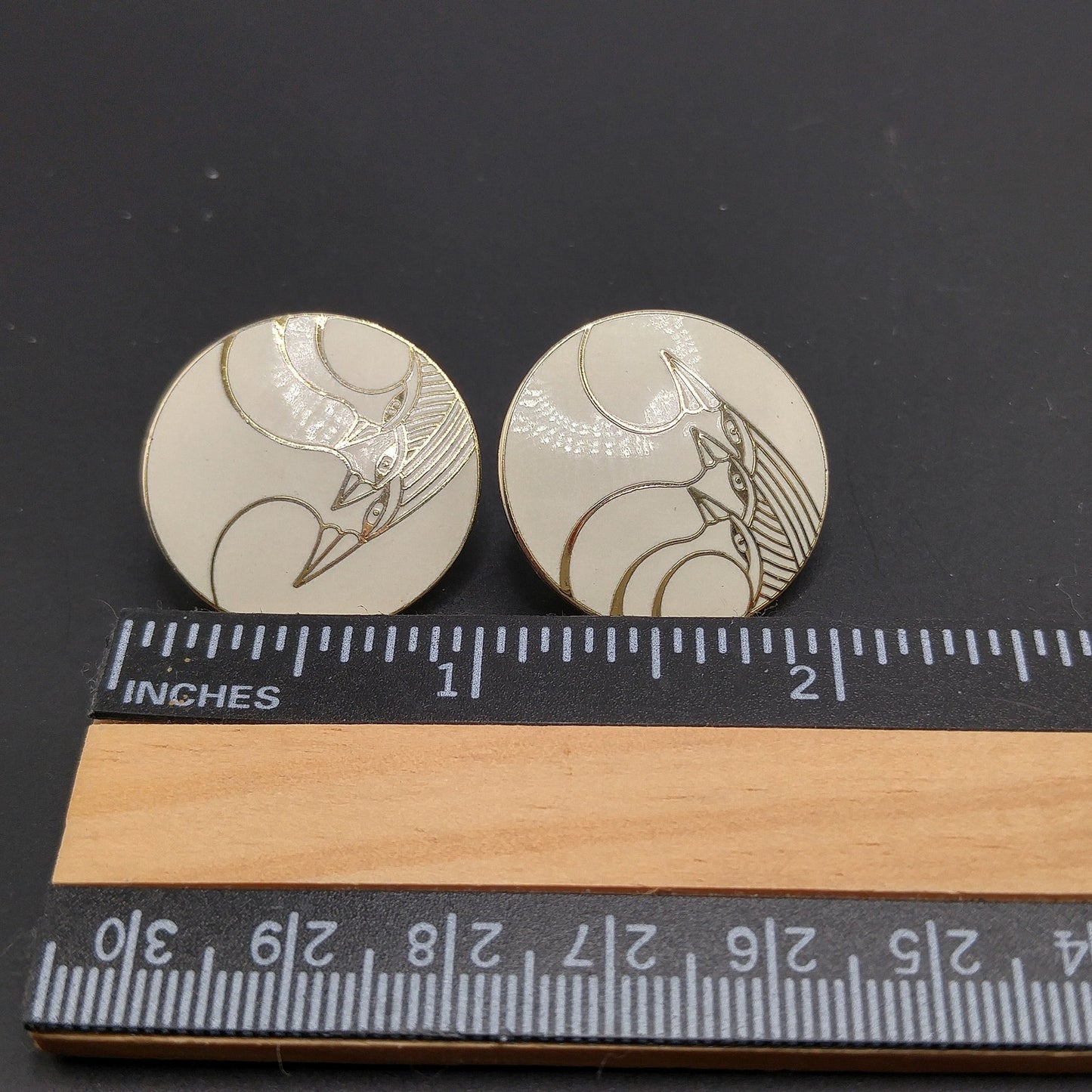 Vintage Laurel Burch "Celestial Birds" Clip Earrings, Gold Plated