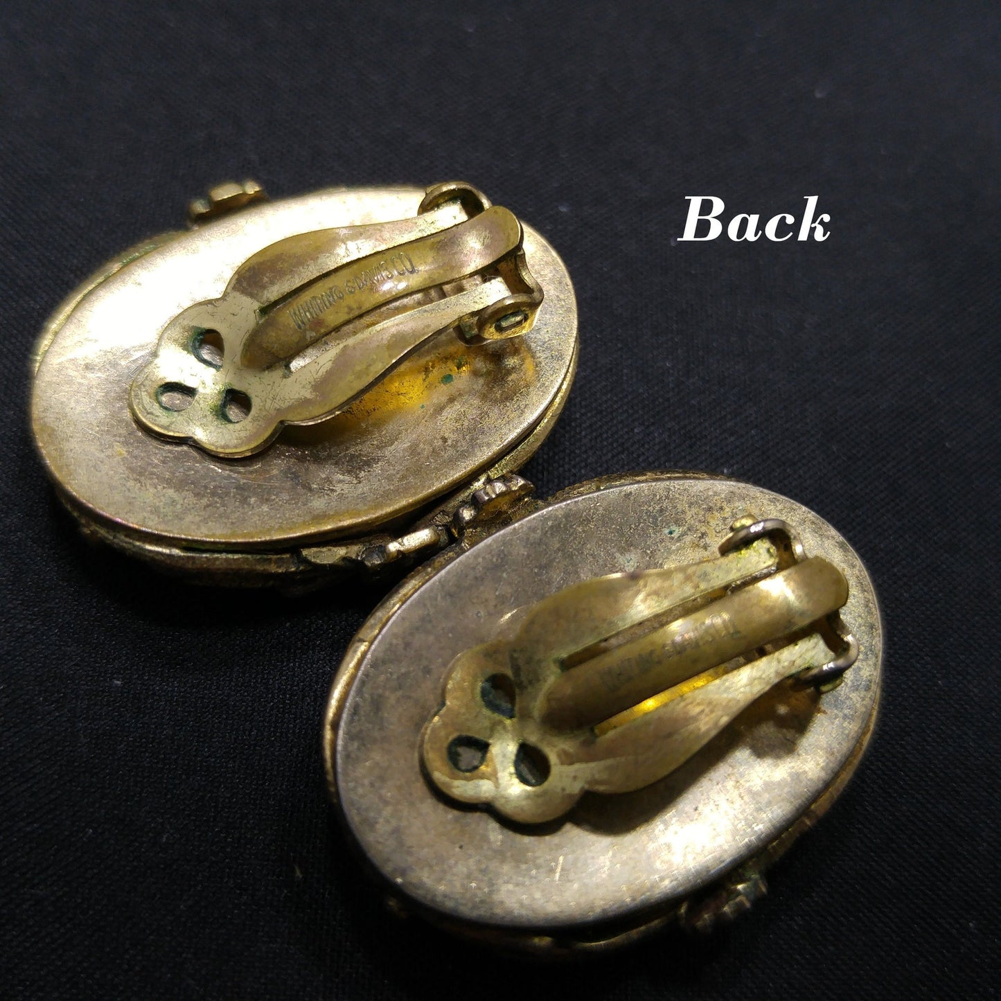 Whiting & Davis MOP Pendant Necklace Clip Earrings Set, 1950s Vintage Jewelry