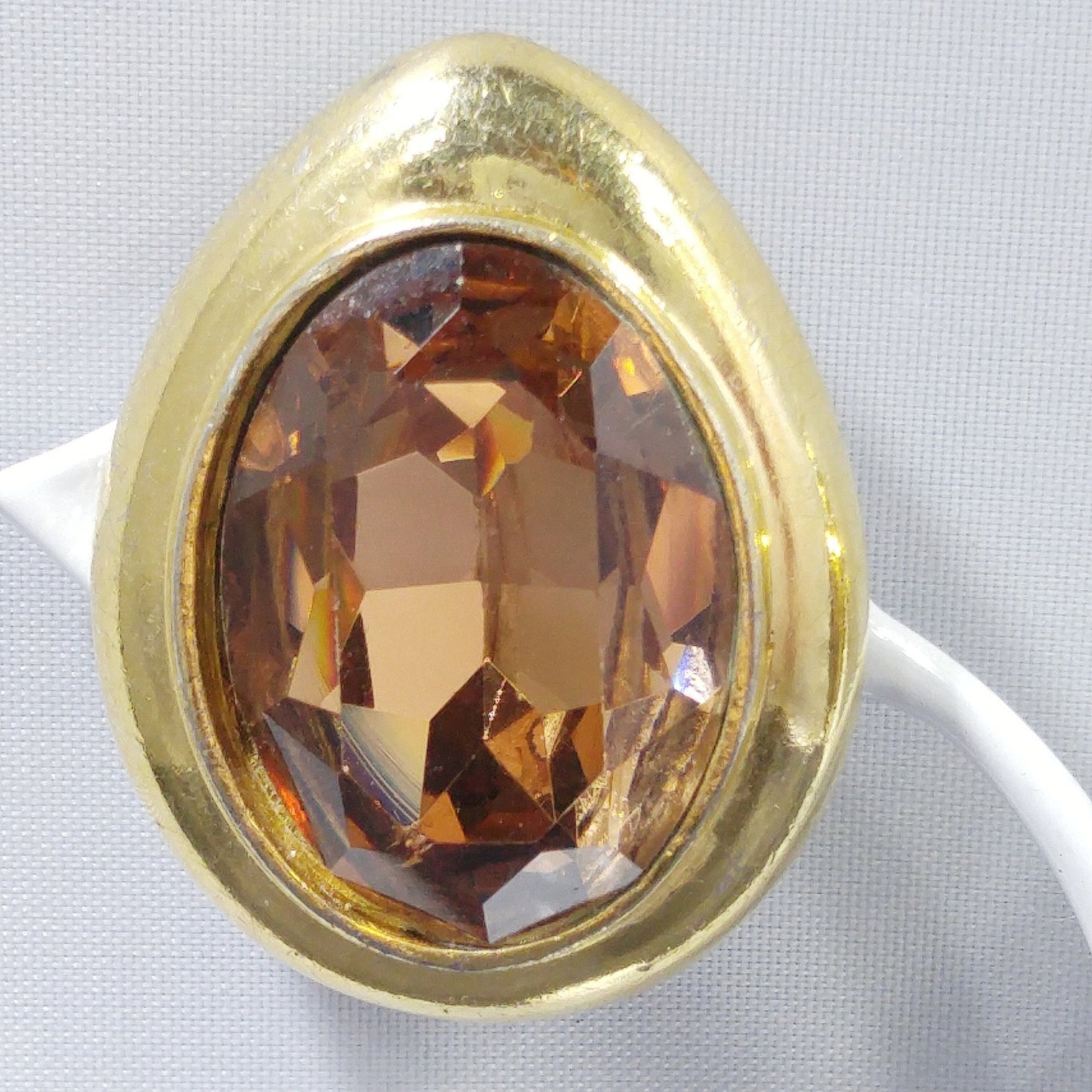 Ciner Large Topaz Rhinestone Earrings, Gold Plated, 1980s Vintage Jewelry