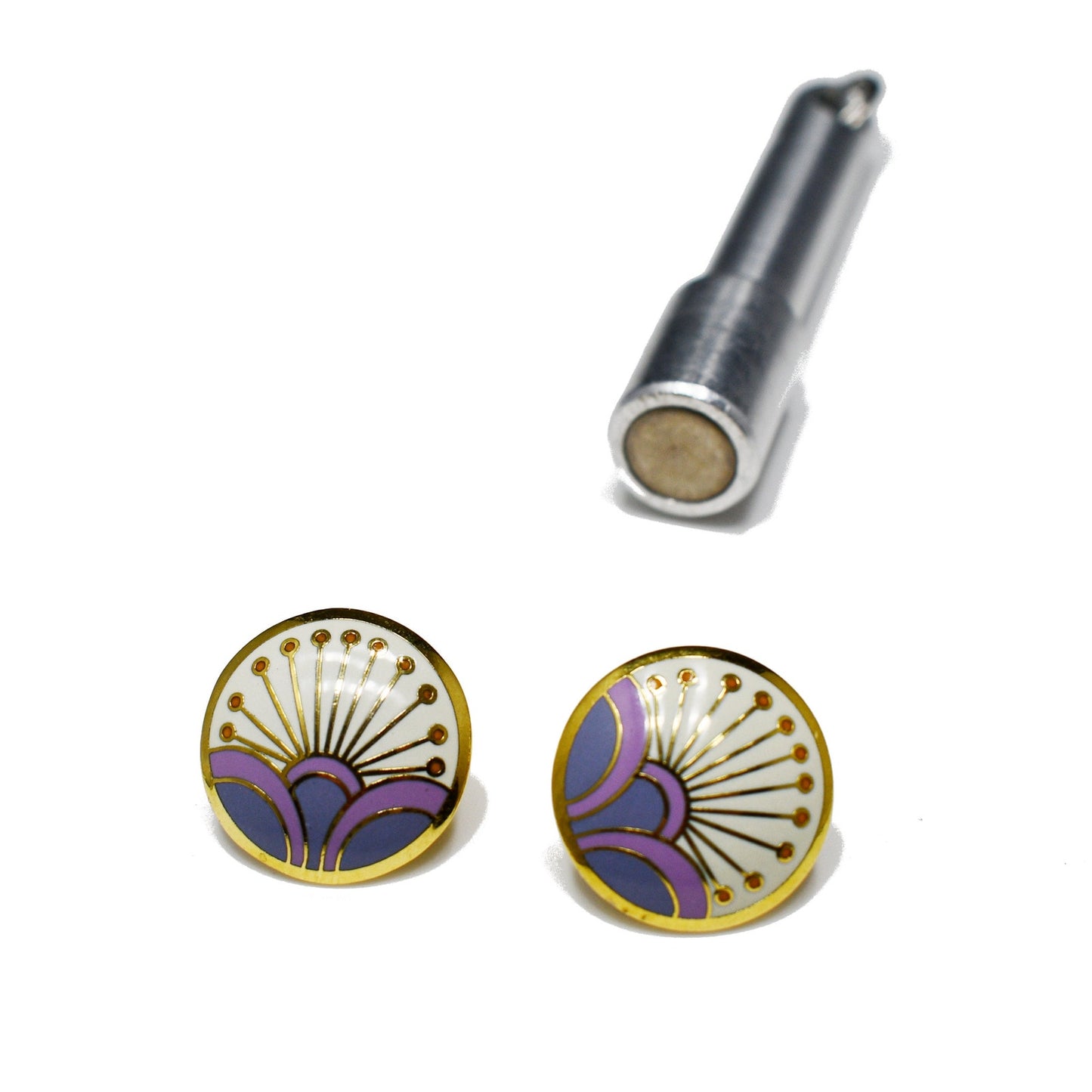 Laurel Burch "Kirin" Cloisonne Earrings, Gold Plated, 1980s Vintage Jewelry