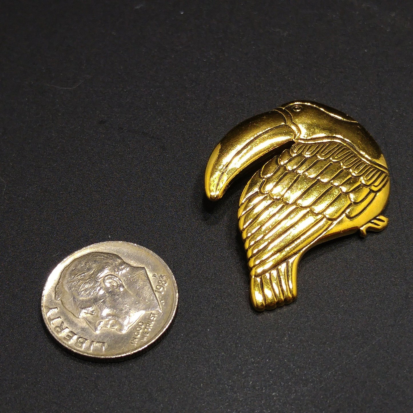 Vintage Laurel Burch Toucan Bird Brooch, Gold Plated
