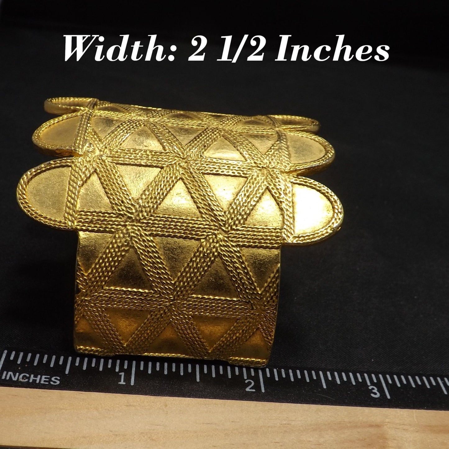 Kenneth Lane Large Hinged Bracelet, Gold Plated, Vintage Jewelry