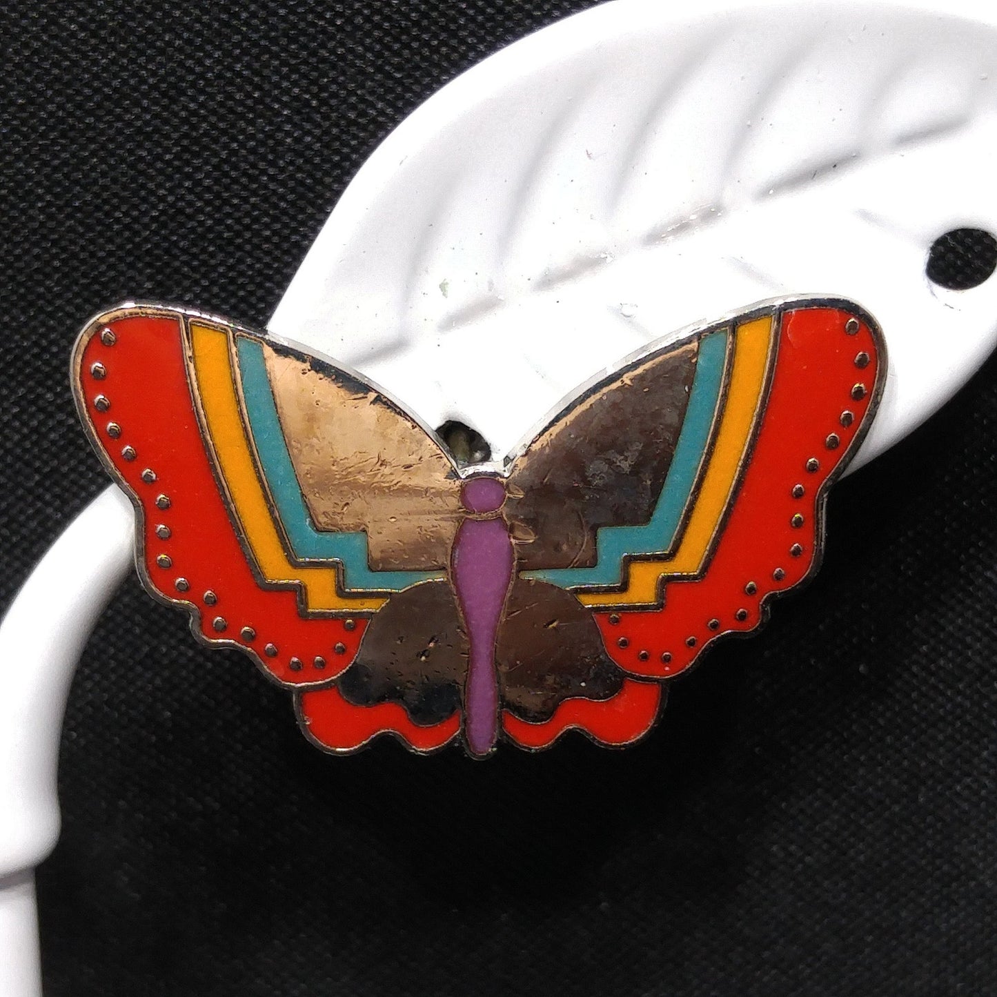 Laurel Burch "Papillon" Post Earrings, Butterfly Cloisonné Enamel, 1980s Vintage