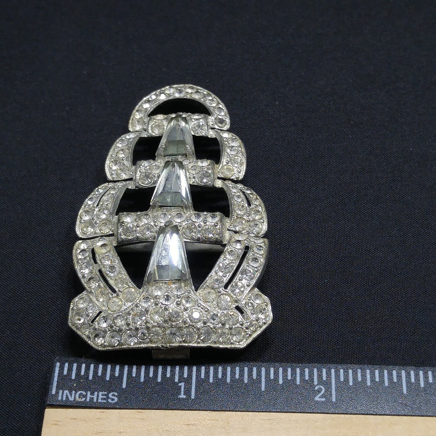 Vintage Clear Rhinestone Ladies Belt Buckle, Pot Metal, 1930s Vintage Accessories