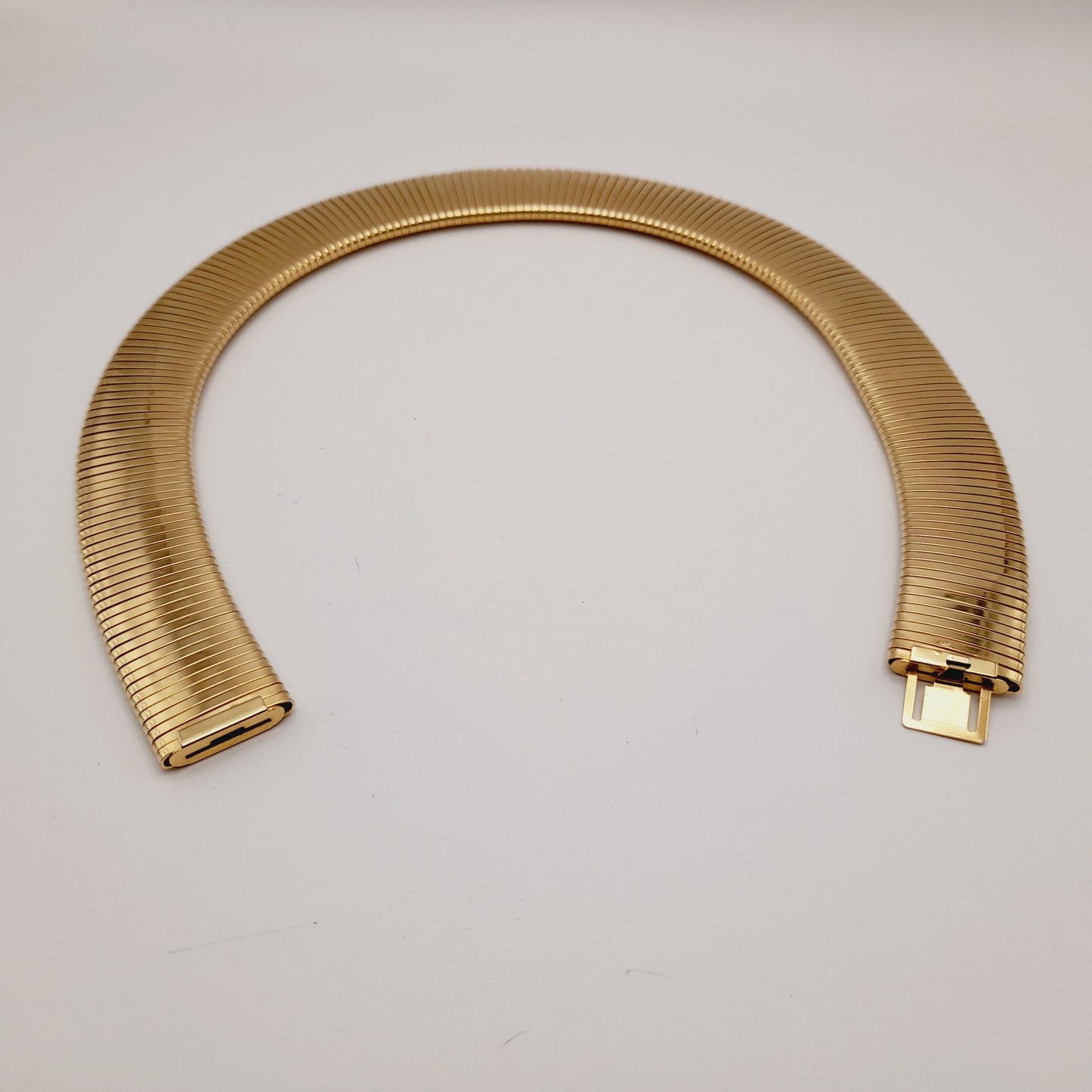 Kenneth Lane Gold Plated Wide Ribbed Choker Necklace