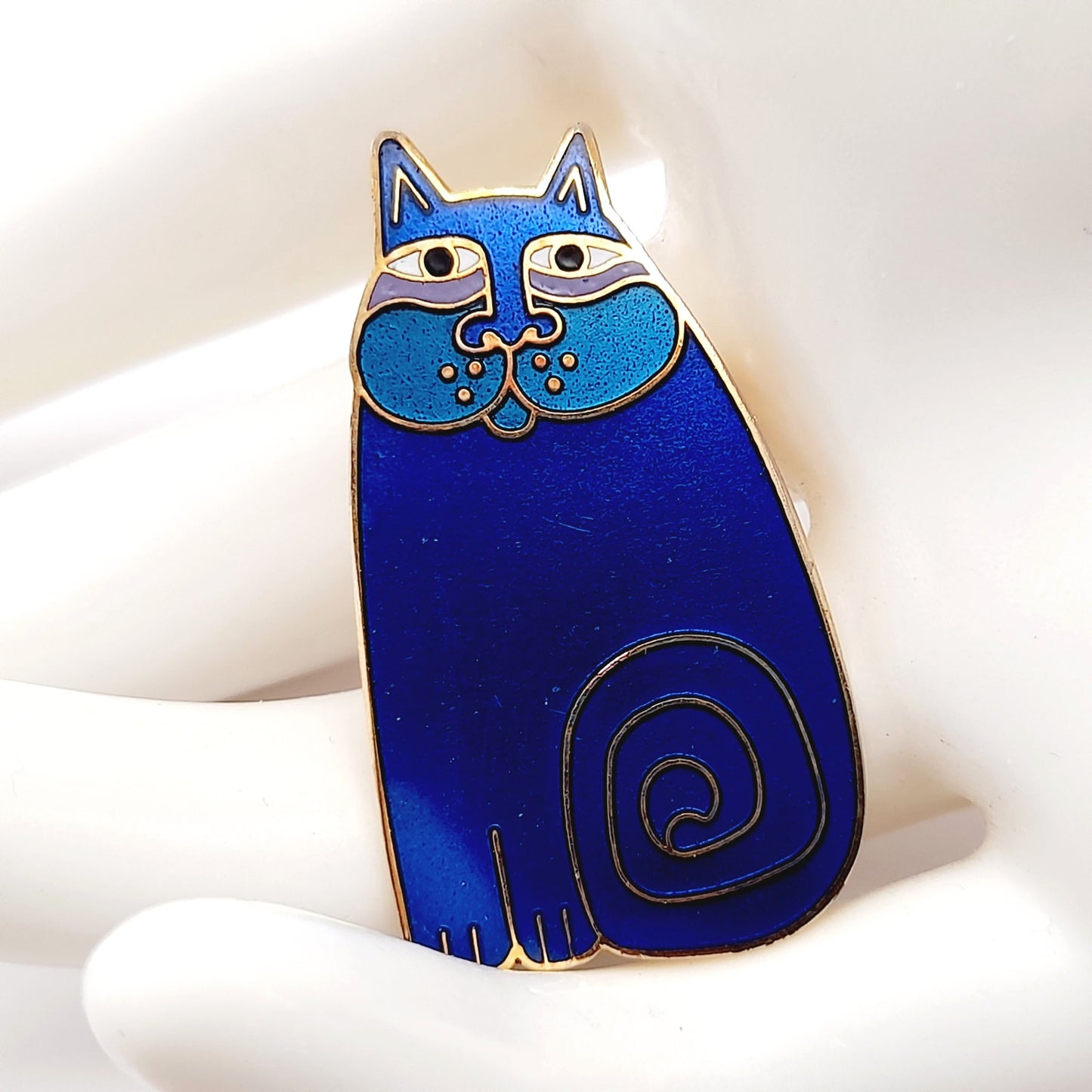 Vintage Laurel Burch Olivia Blue Cat Brooch