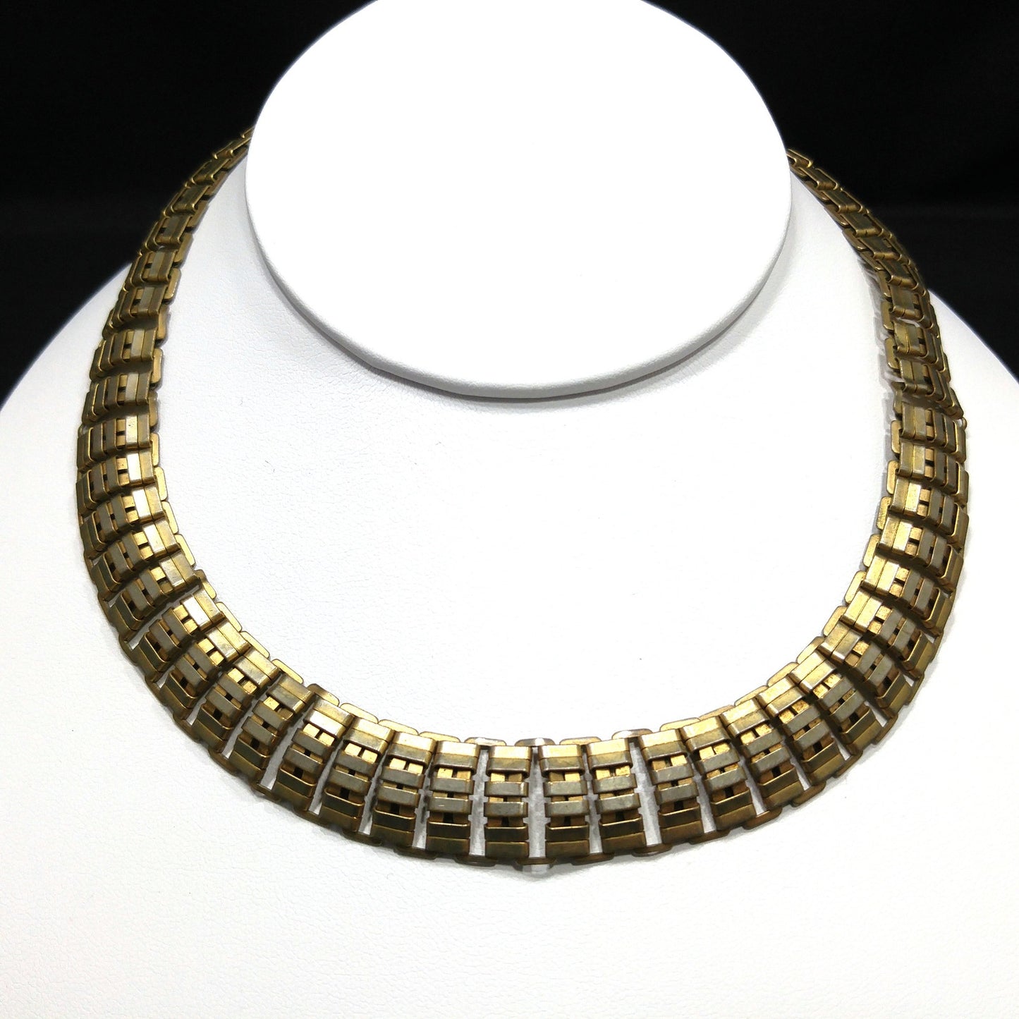 Vintage Brass Chain Choker Necklace, Traces of Vermeil, 1930s Vintage Jewelry