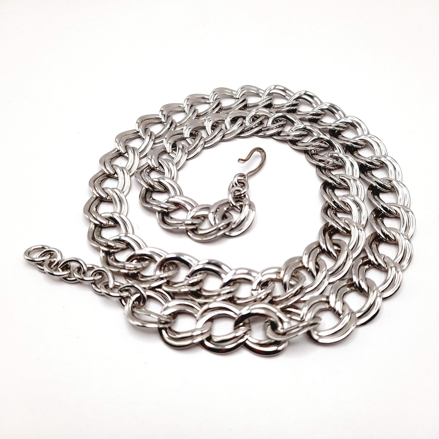 Vintage Monet Rhodium Plated Chunky Silver Tone Chain Necklace, 26 Inches