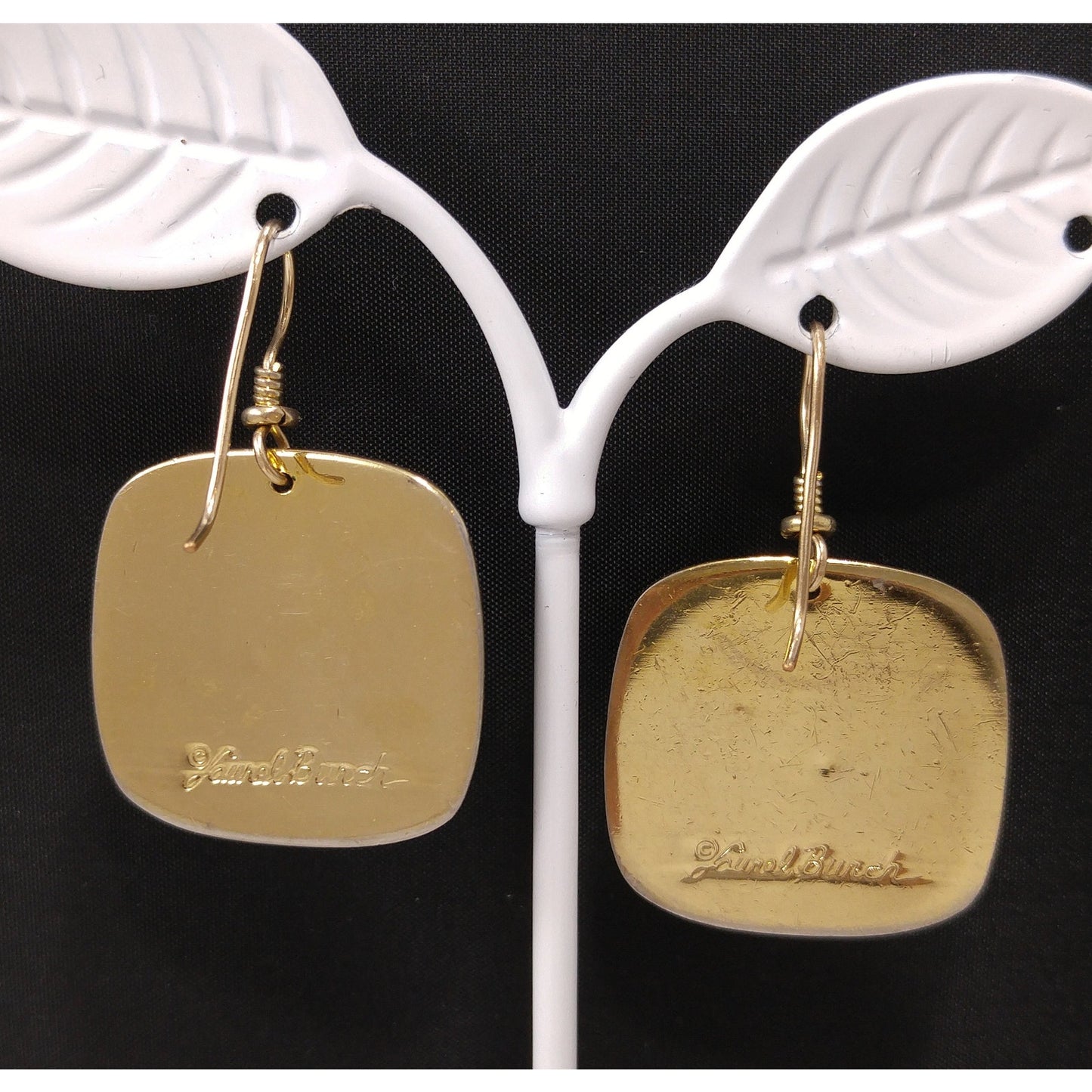 Vintage Laurel Burch Nile Lily Earrings, Gold Plated