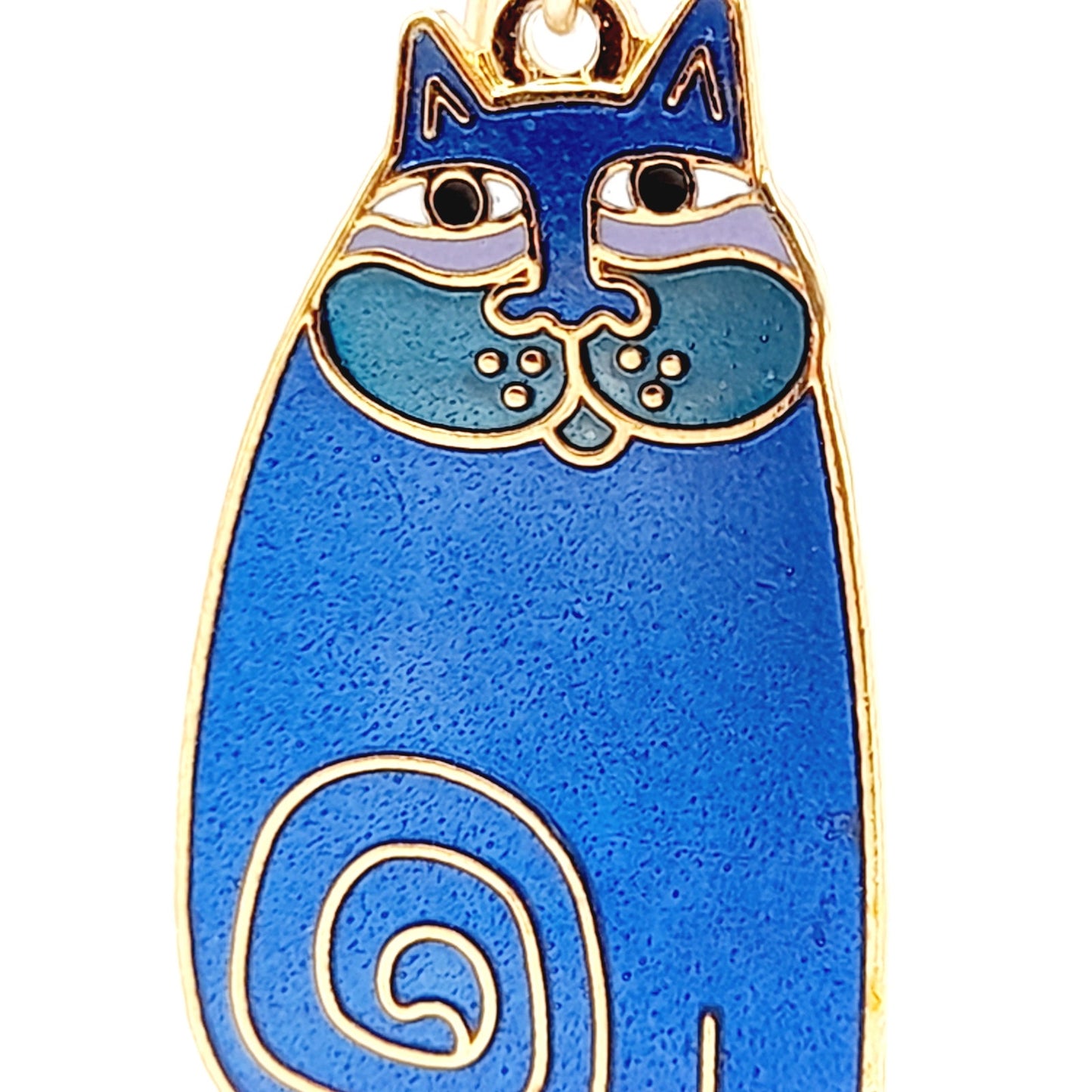 Vintage Laurel Burch Olivia Blue Cat Earrings Gold Plated