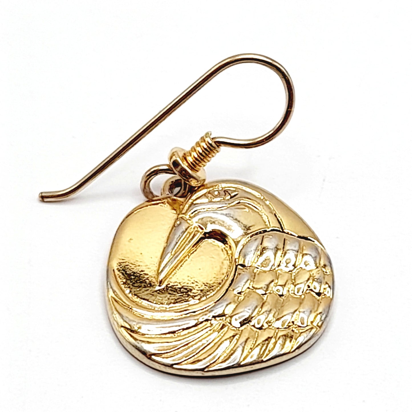 Vintage Laurel Burch Mynah Bird Gold Plated Drop Earrings - 1 1/4 Inches
