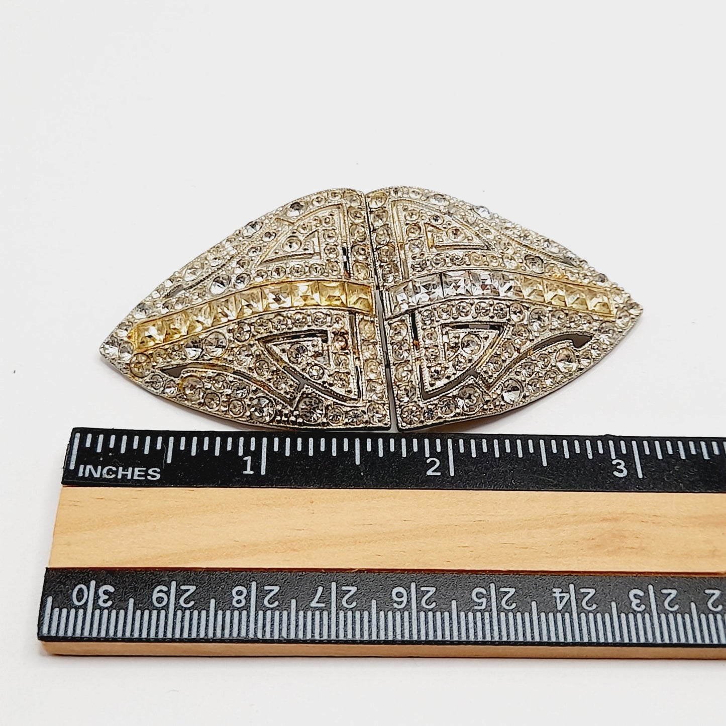 Coro Duette Rhinestone Brooch, Art Deco Dress Clips, Patent 1798867