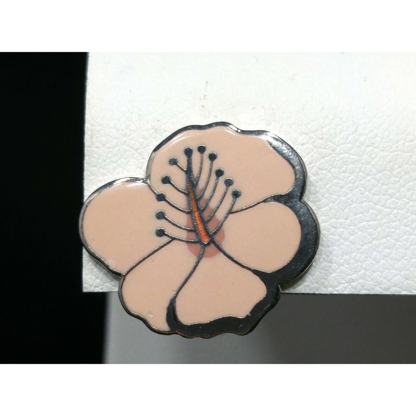 Laurel Burch "Hibiscus" Pink Post Earrings, Rhodium Plated Silver Tone, 1980s