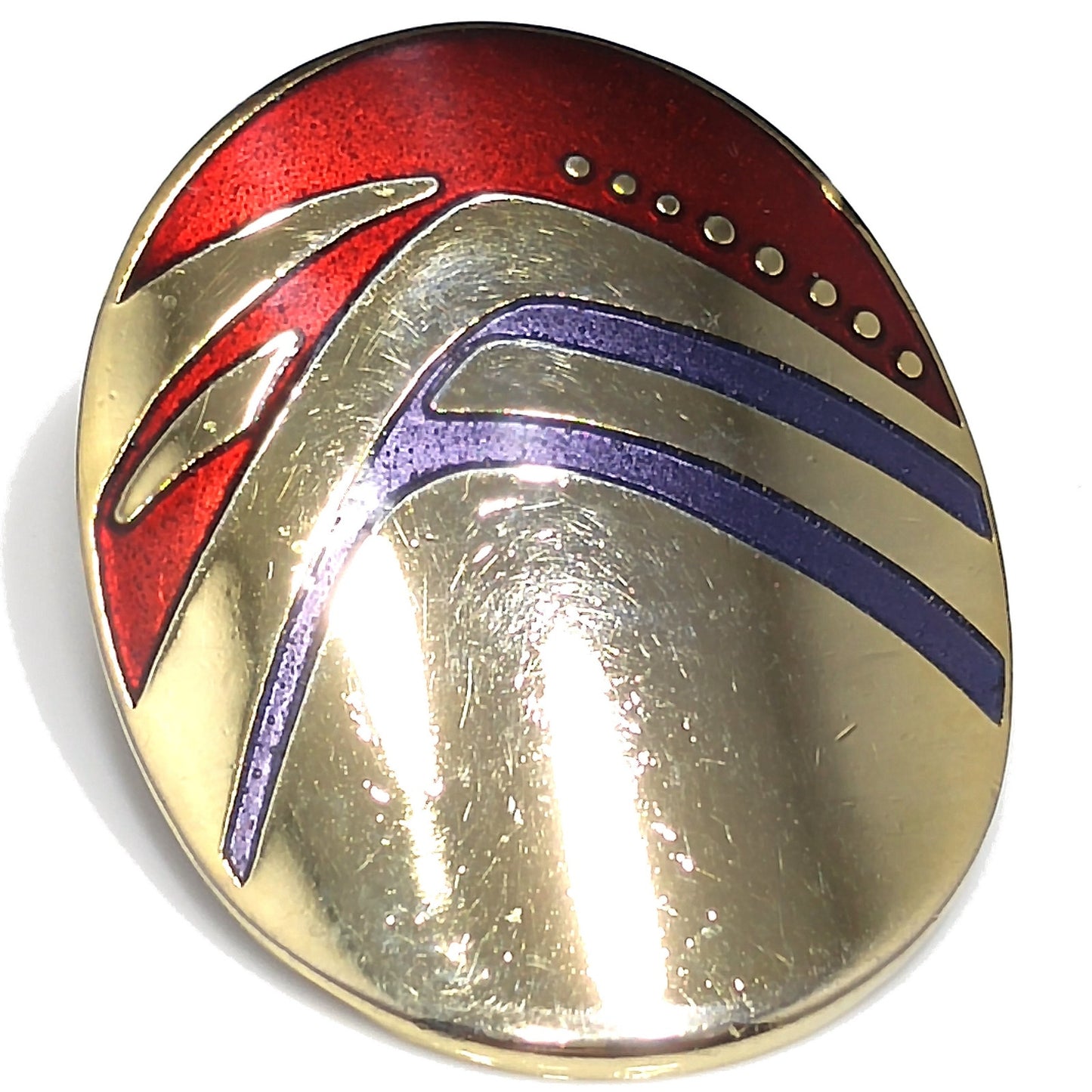 Laurel Burch Metallic Red & Purple Earrings, Gold Plated, 1980s Vintage