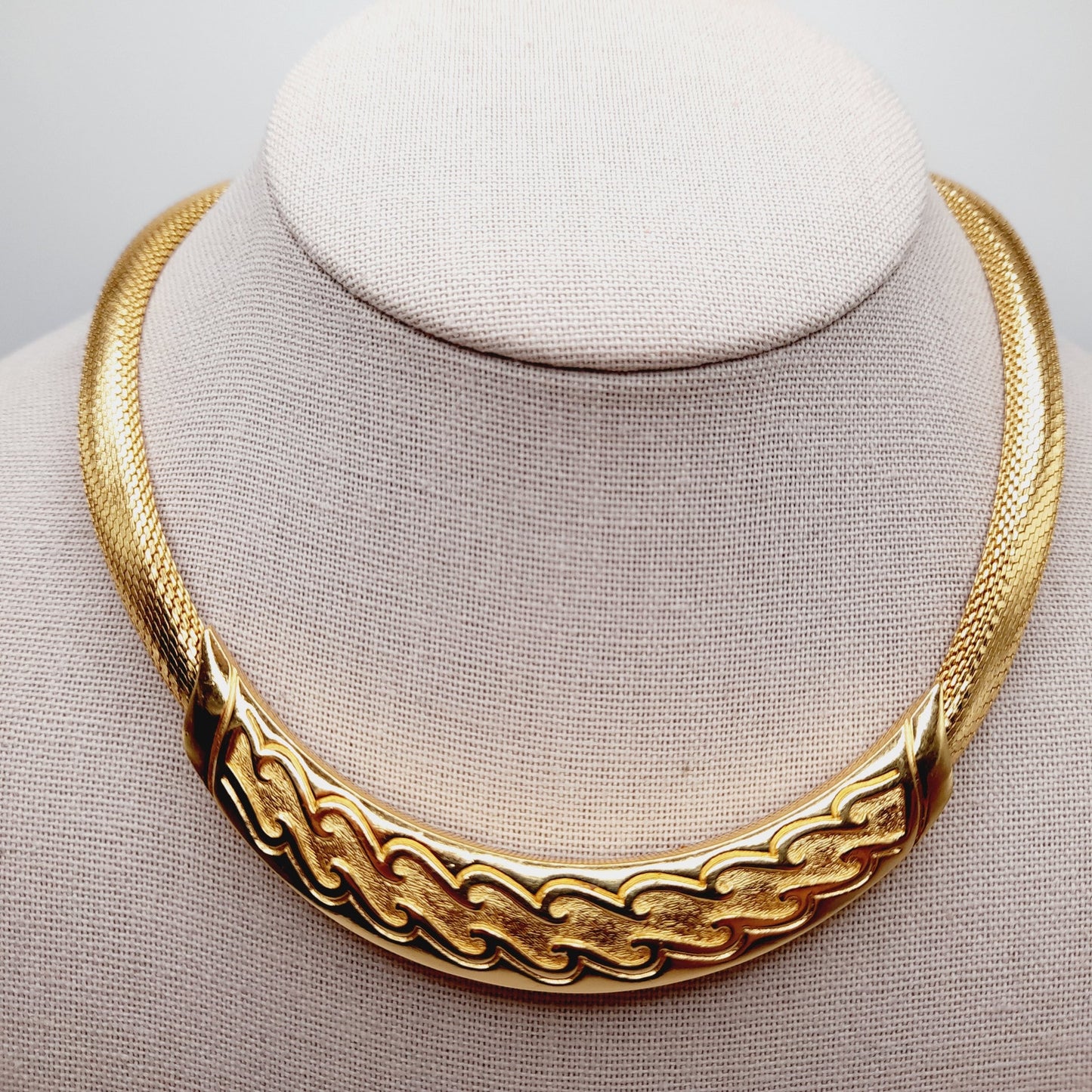 Vintage Christian Dior Mesh Choker Gold Plated Necklace