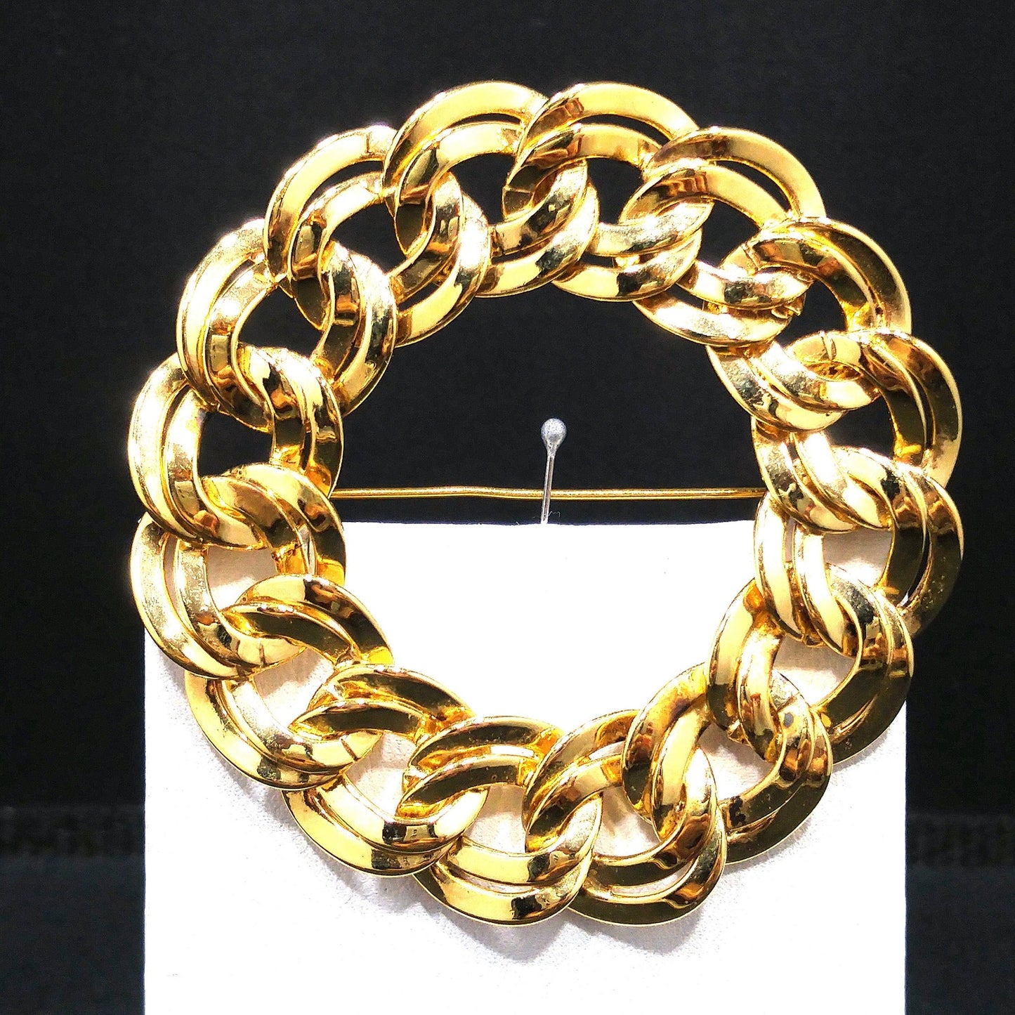 Monet Chunky Necklace Bracelet Brooch Earrings Set, Gold Plated, 1980s Vintage Jewelry
