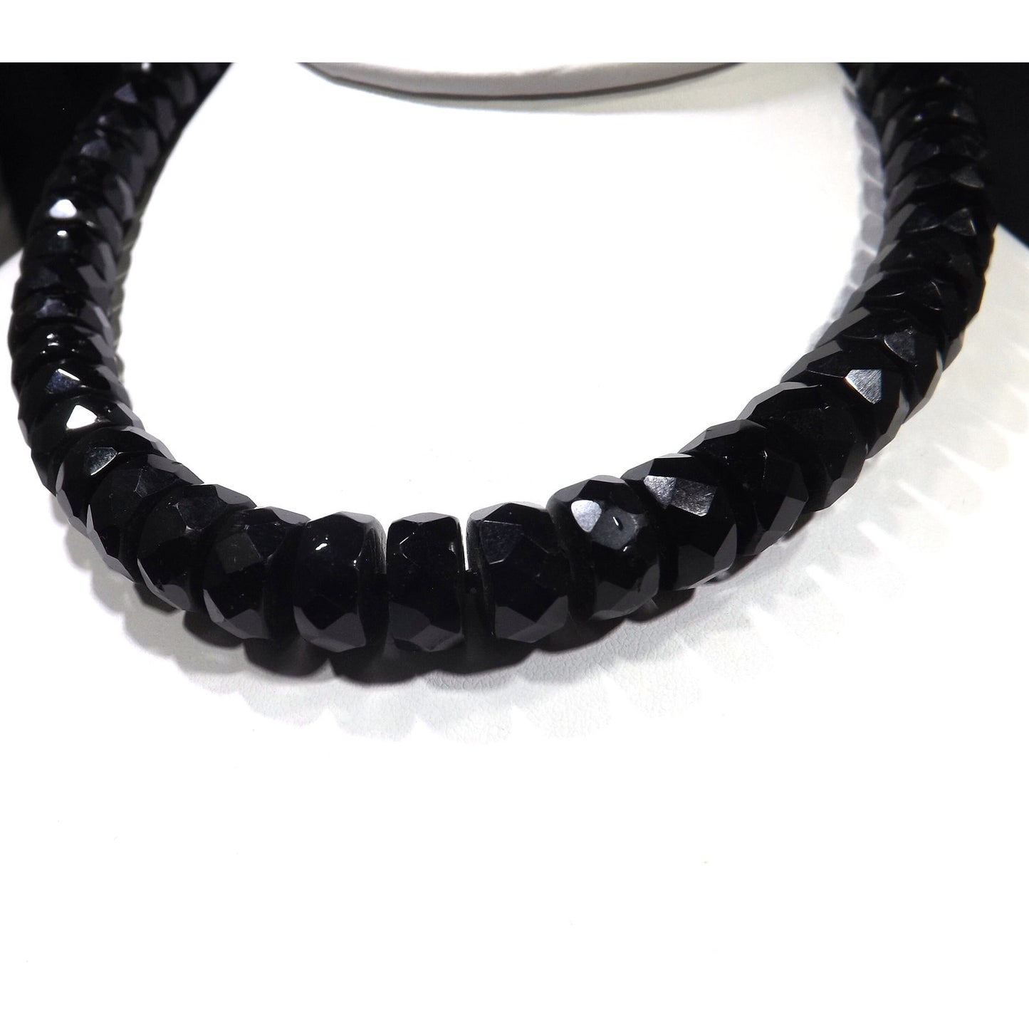 Mid-Century Black Crystal Choker Necklace, Unique Cut Crystals, 1950s Vintage Jewelry