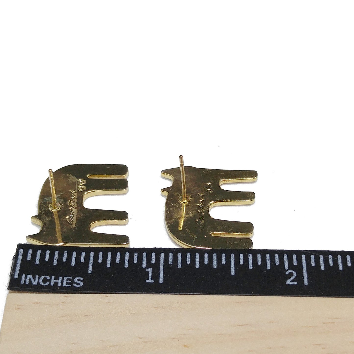 Vintage Laurel Burch Red Cat Post Earrings, Gold Plated Enamel