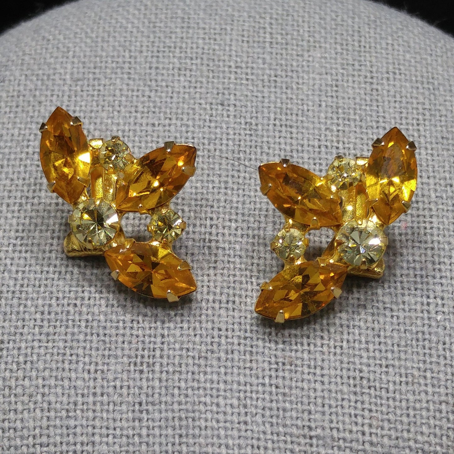 B. David Light Topaz Necklace & Earrings, Gold Plated, 1960s Vintage Jewelry